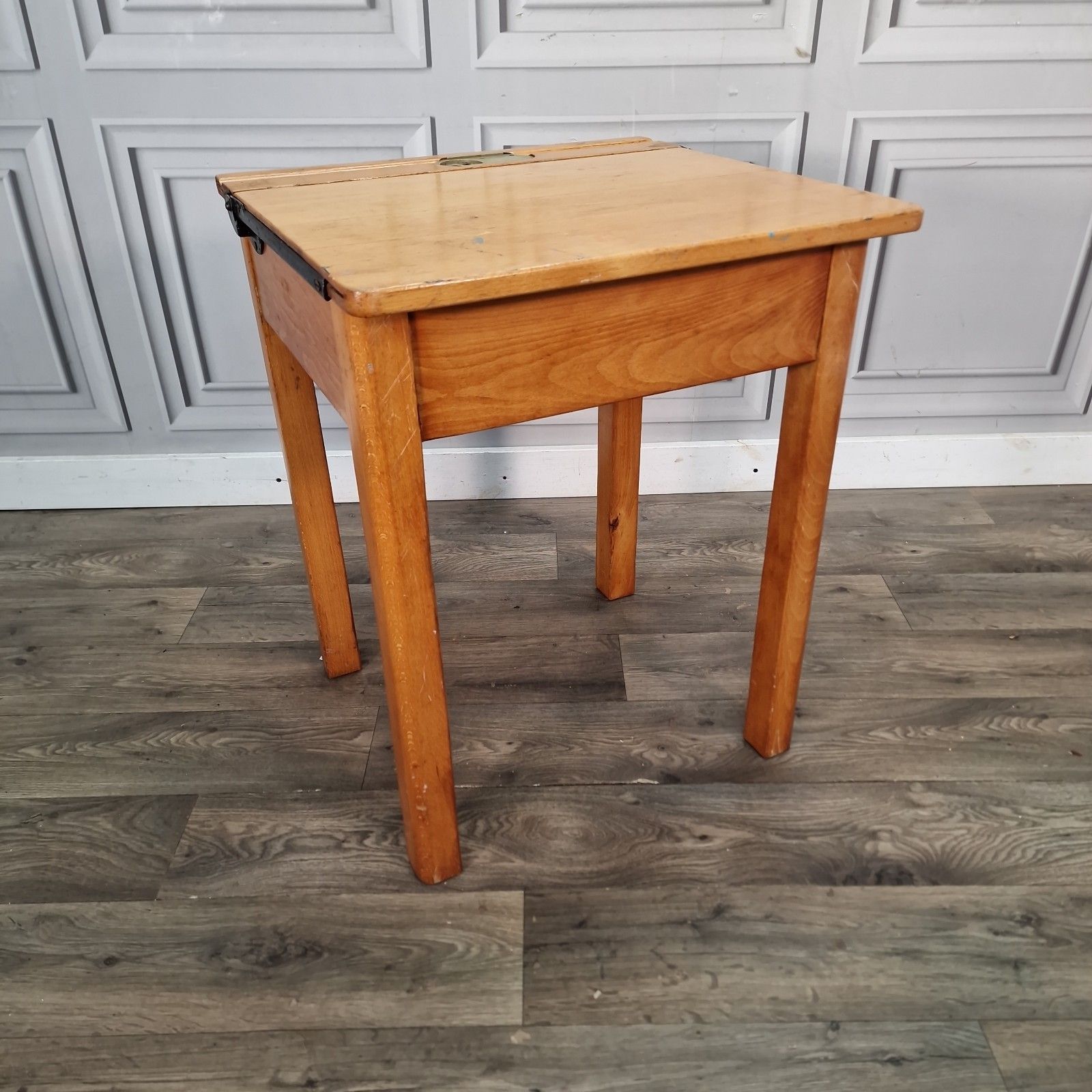 Vintage School Writing Desk Wooden Lift Top Childs Table Retro Storage Mcm photo for sale