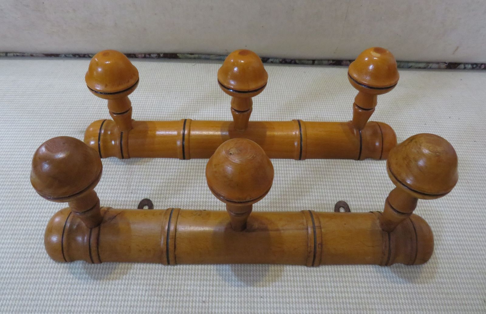 Near Pair Of Antique Faux Bamboo Coat Hooks photo furniture