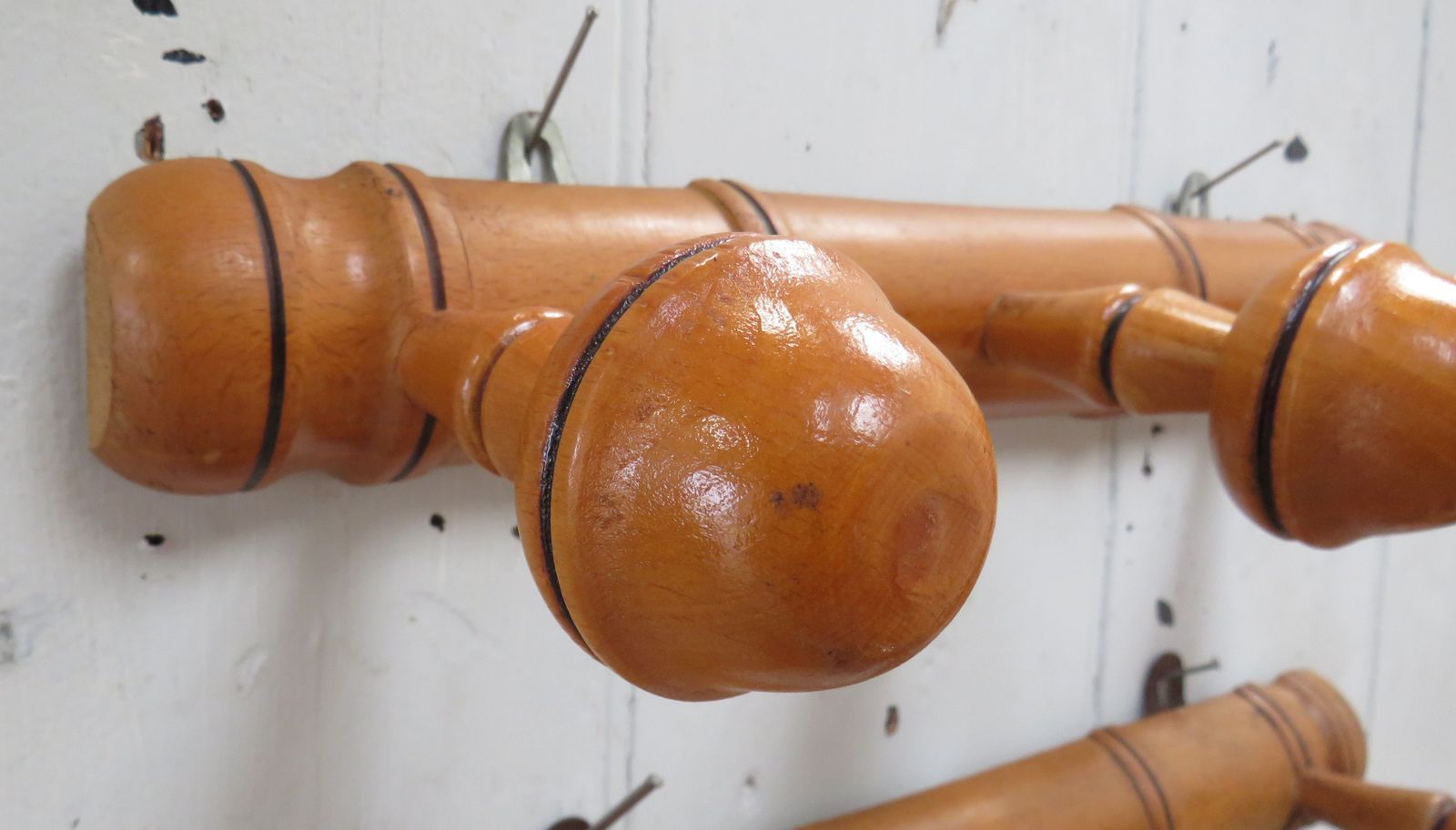 Near Pair Of Antique Faux Bamboo Coat Hooks photo for sale