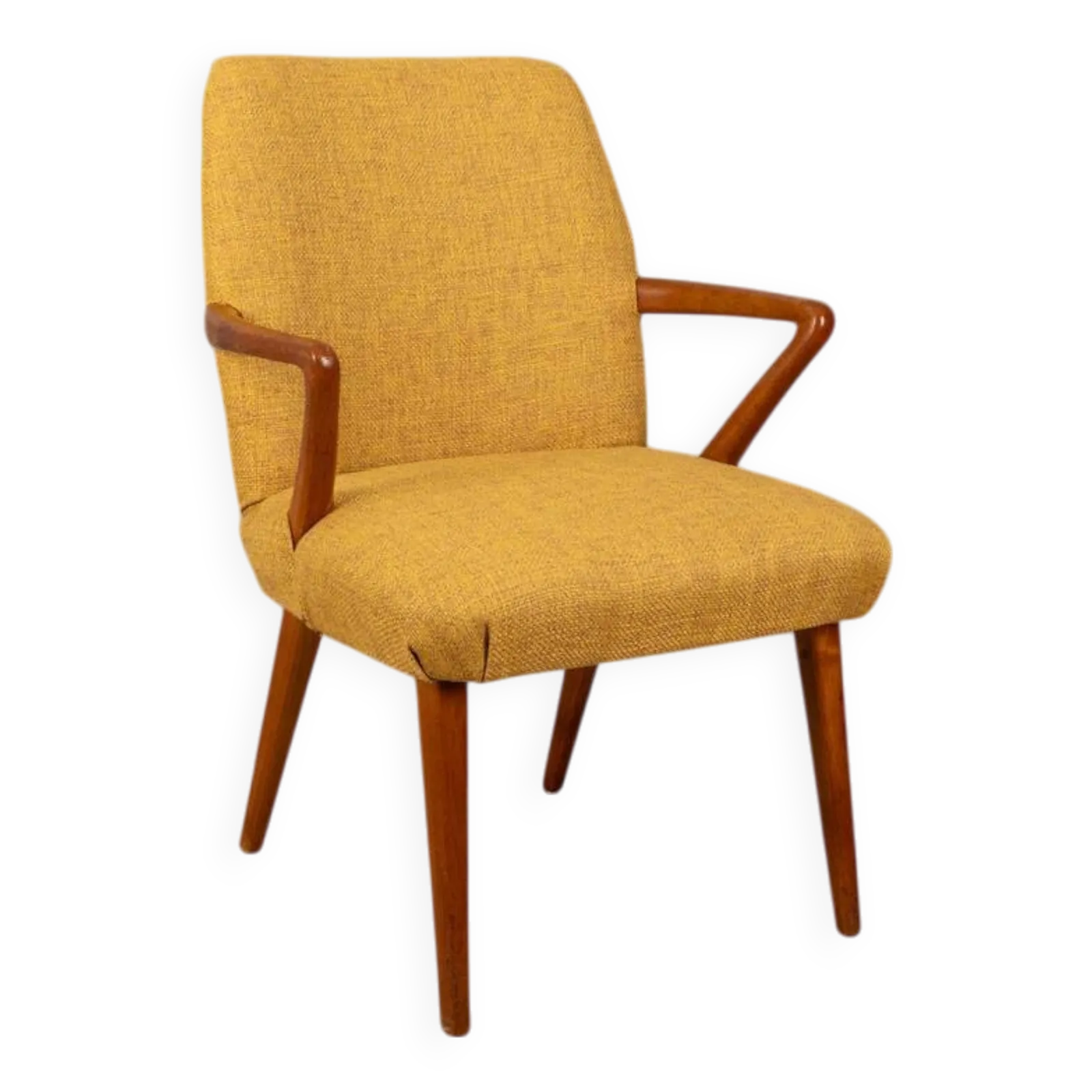 60s Vintage Armchair In Yellow Fabric Italian Design