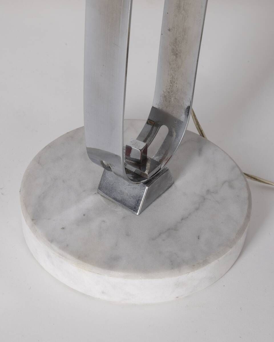 Vintage 60's Table Lamp In Marble And Orange Metal Italian Design photo 398.0
