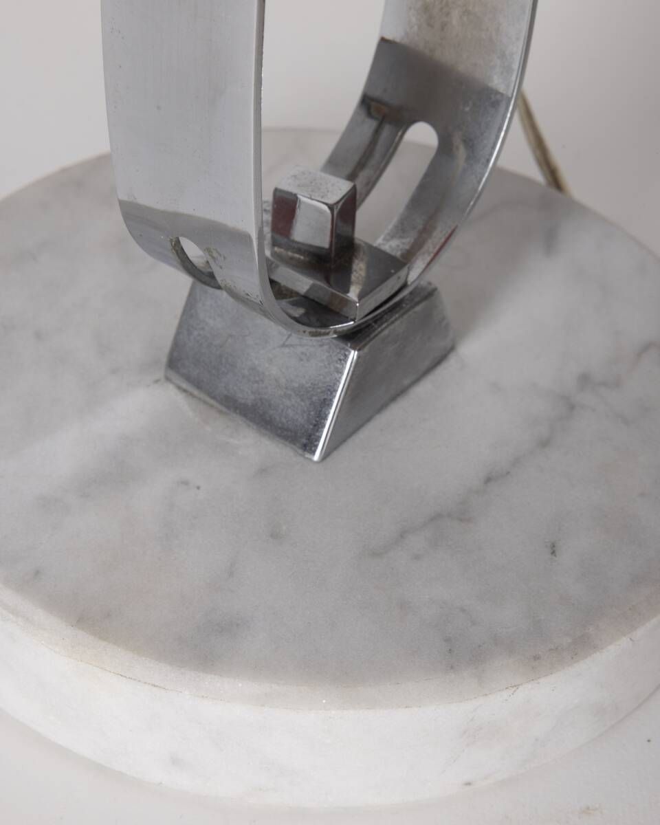 Vintage 60's Table Lamp In Marble And Orange Metal Italian Design photo vintage