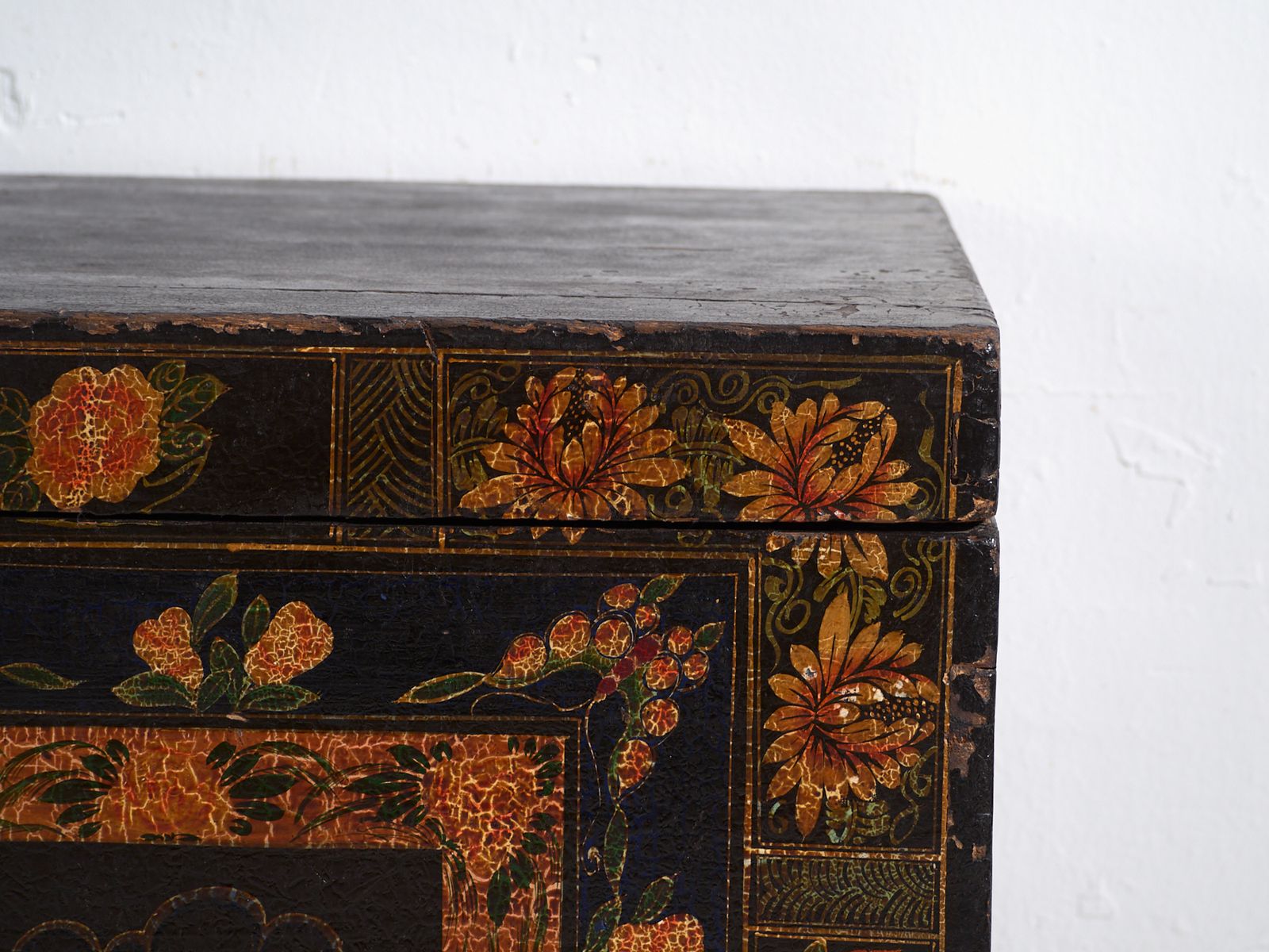 Furniture Antique Painted Trunk In Pine Wood – China, Circa 1900 photo