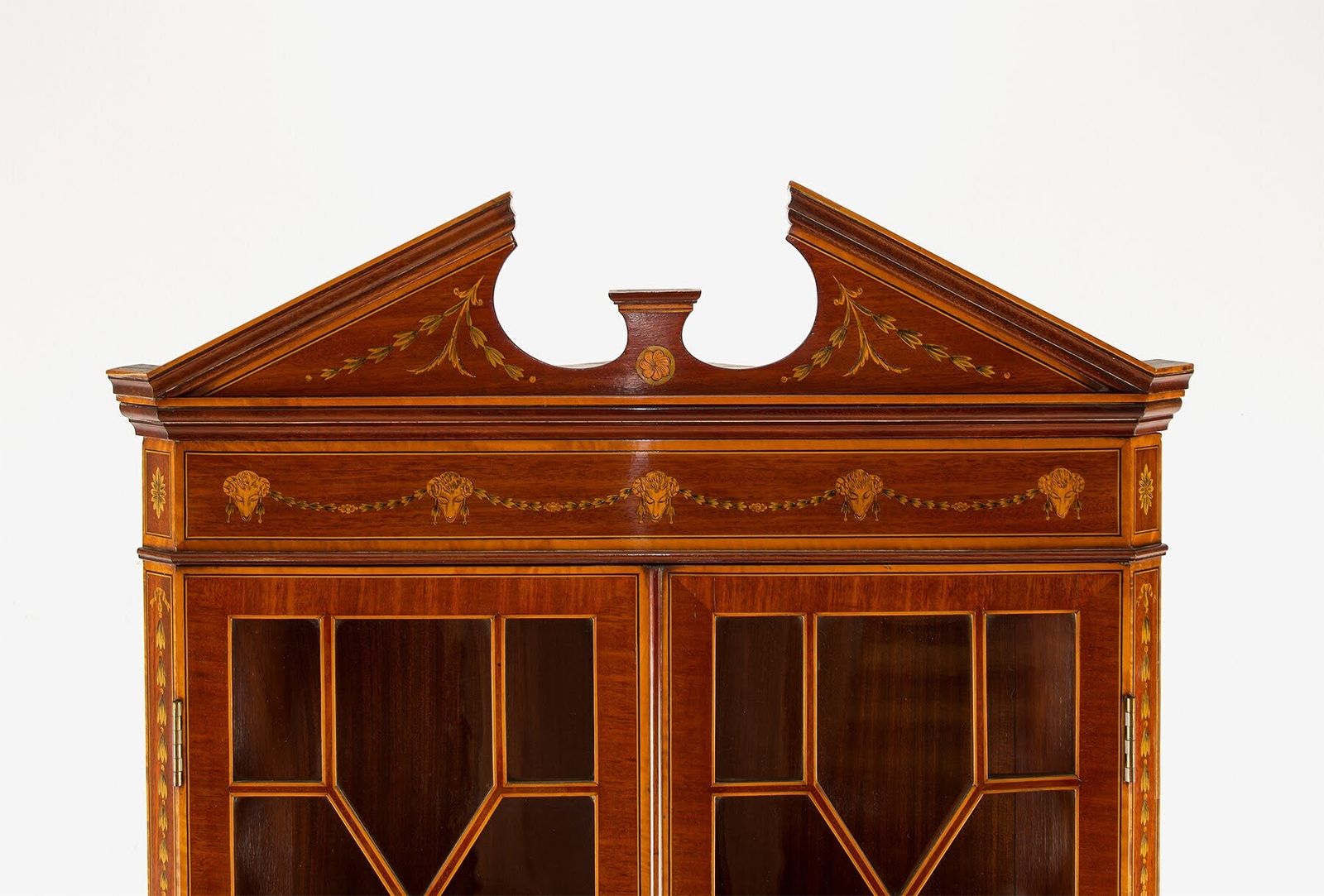Edwardian Inlaid Mahogany Corner Cabinet With Astragal Glazing photo 1450.0