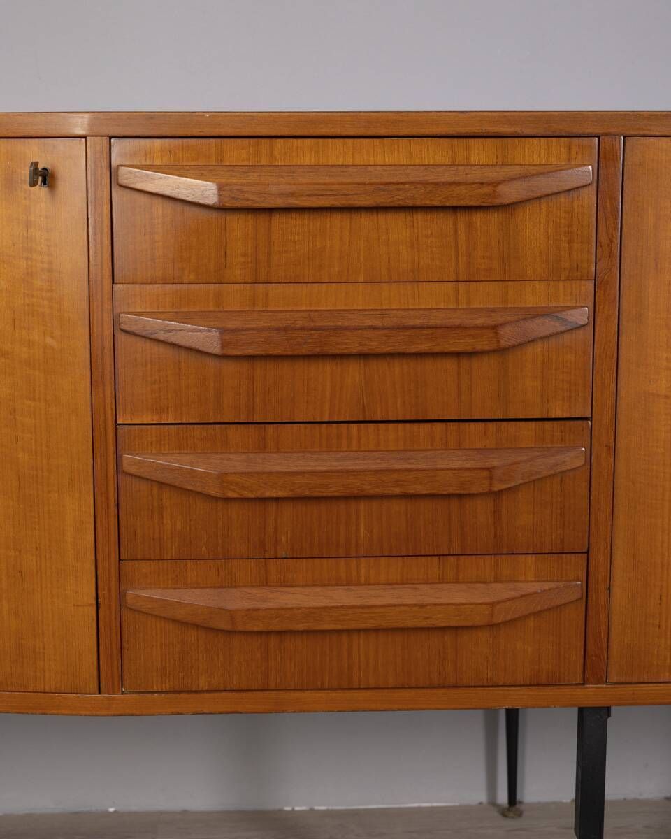 Vintage 1960s Teak Sideboard With Wall Mounted System, Italian Design photo vintage