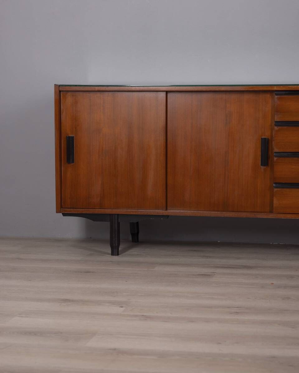 Sideboard In Wood And Glass With An Italian Design From The 1960s photo for sale