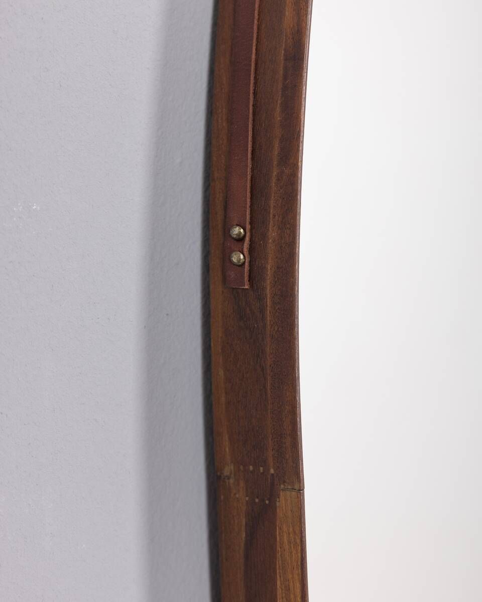 Vintage 1970s Oval Wall Mirror In Wood, Italian Design photo Home Decor