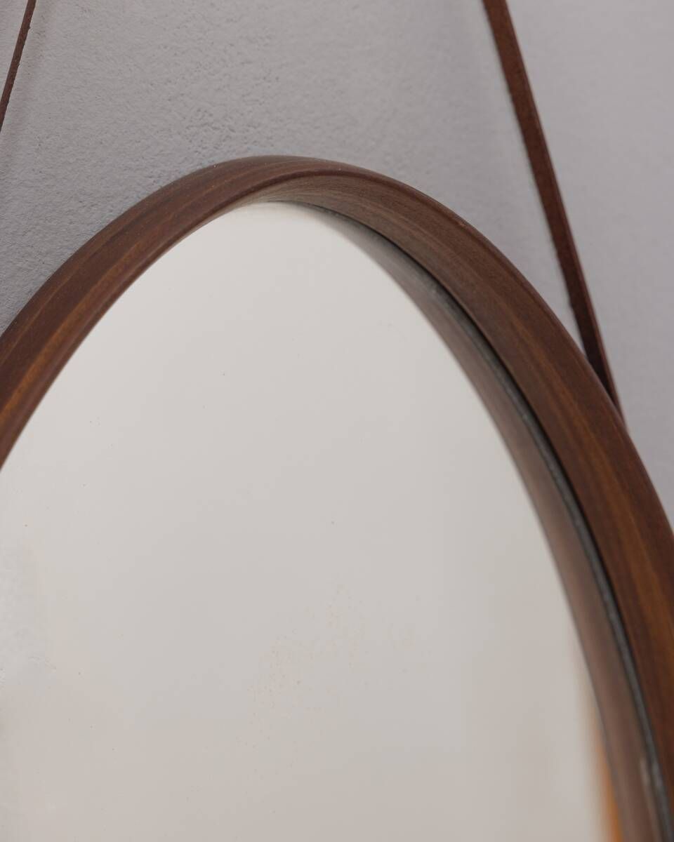Vintage 1970s Oval Wall Mirror In Wood, Italian Design photo buy