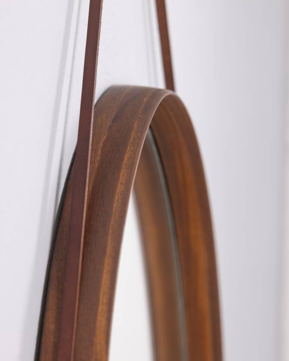 Vintage 1970s Oval Wall Mirror In Wood, Italian Design photo vintage