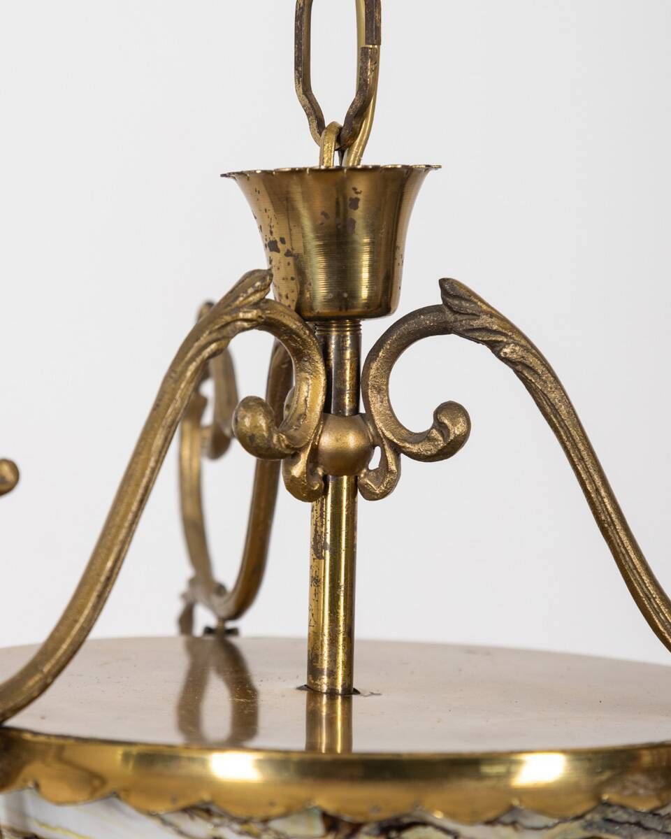 photo for sale Vintage 50's Lantern Chandelier Multicolored Glass Italian Design