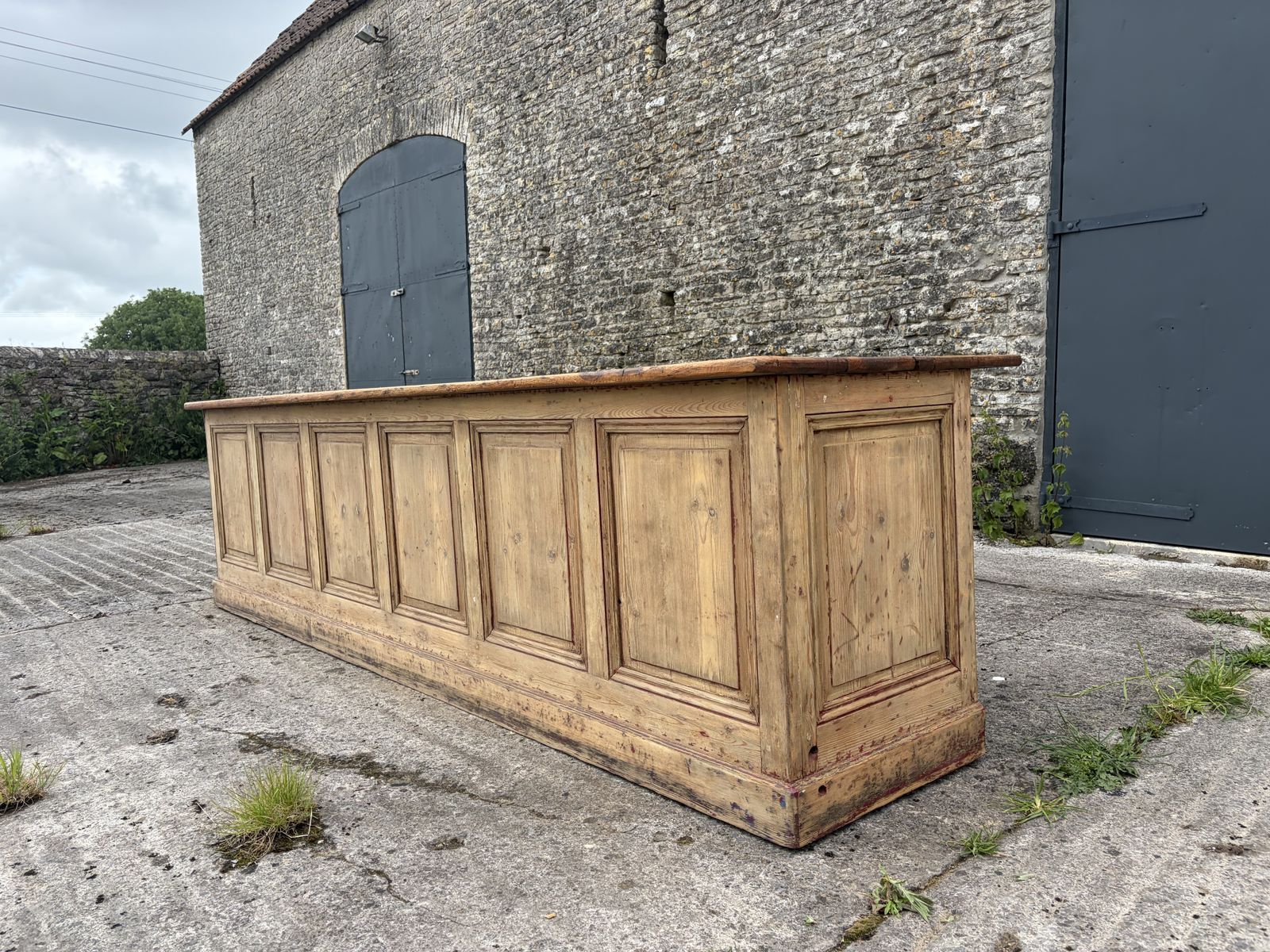 Large 19th Century French Haberdashery Shop Counter Oak And Pine 3 Meters photo Furniture