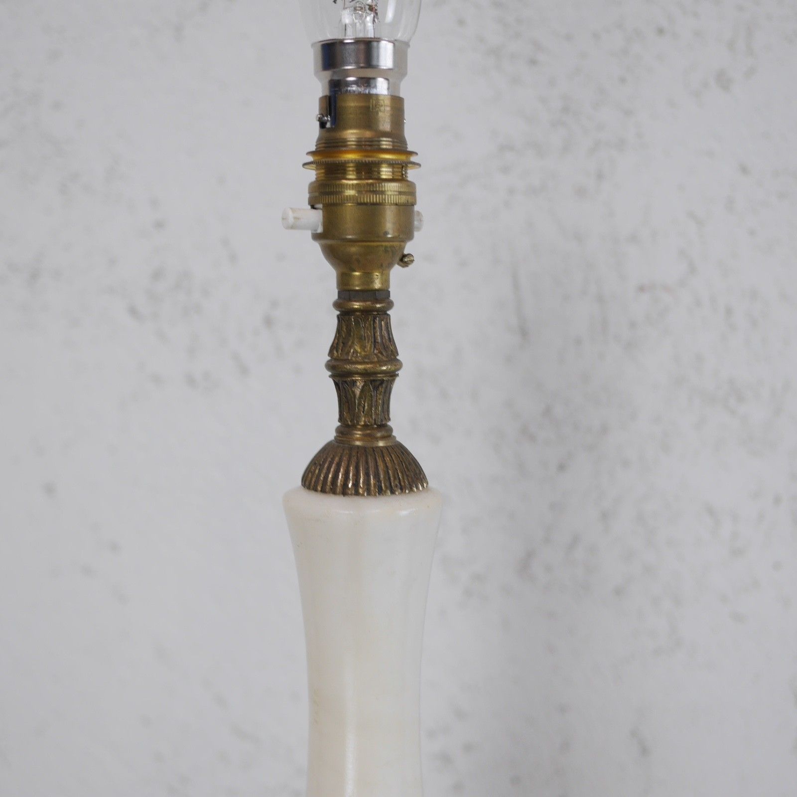 225.0 Tall Alabaster Marble Neoclassical Table Lamps Italian Brass Cream #103210 photo