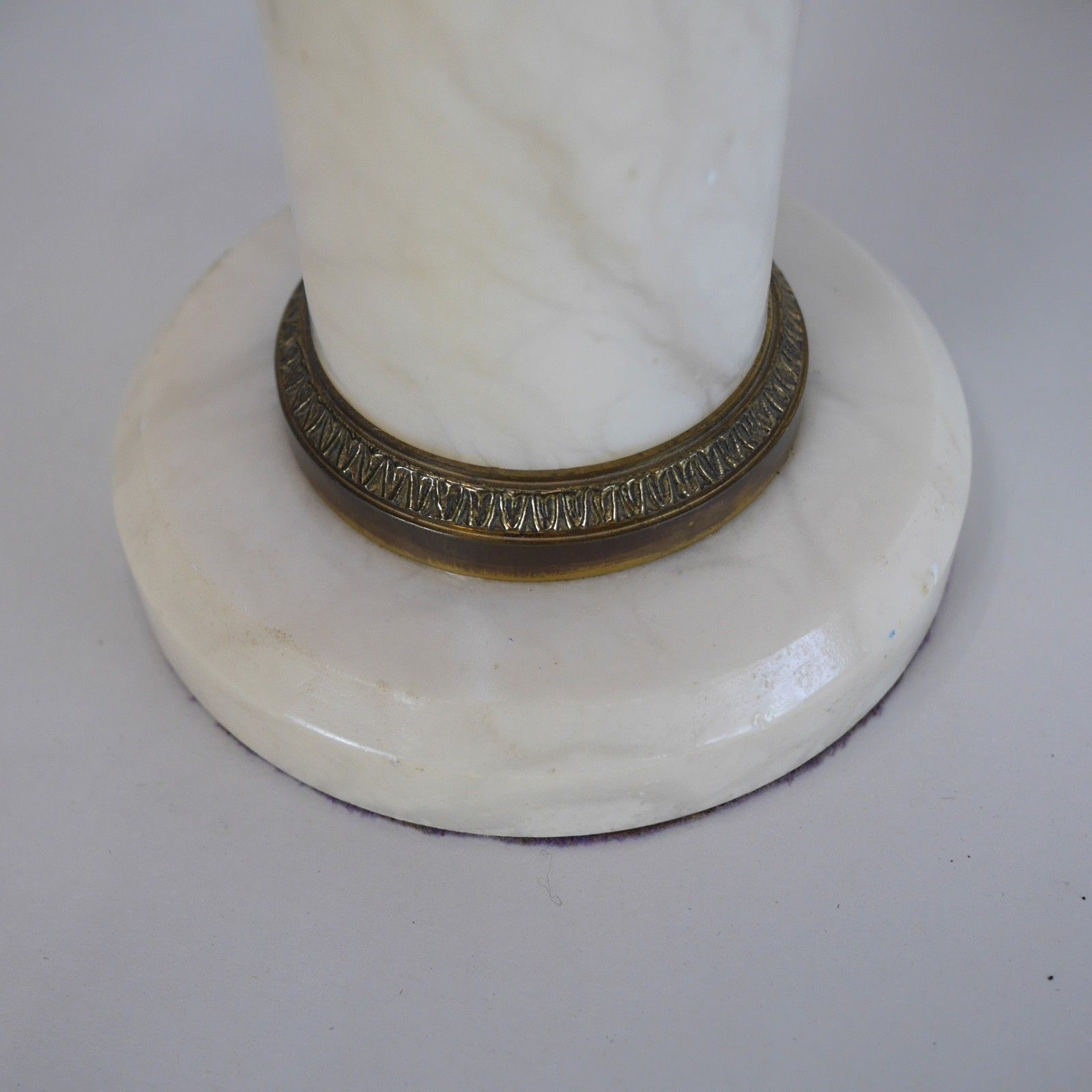 photo buy Tall Alabaster Marble Neoclassical Table Lamps Italian Brass Cream #103210