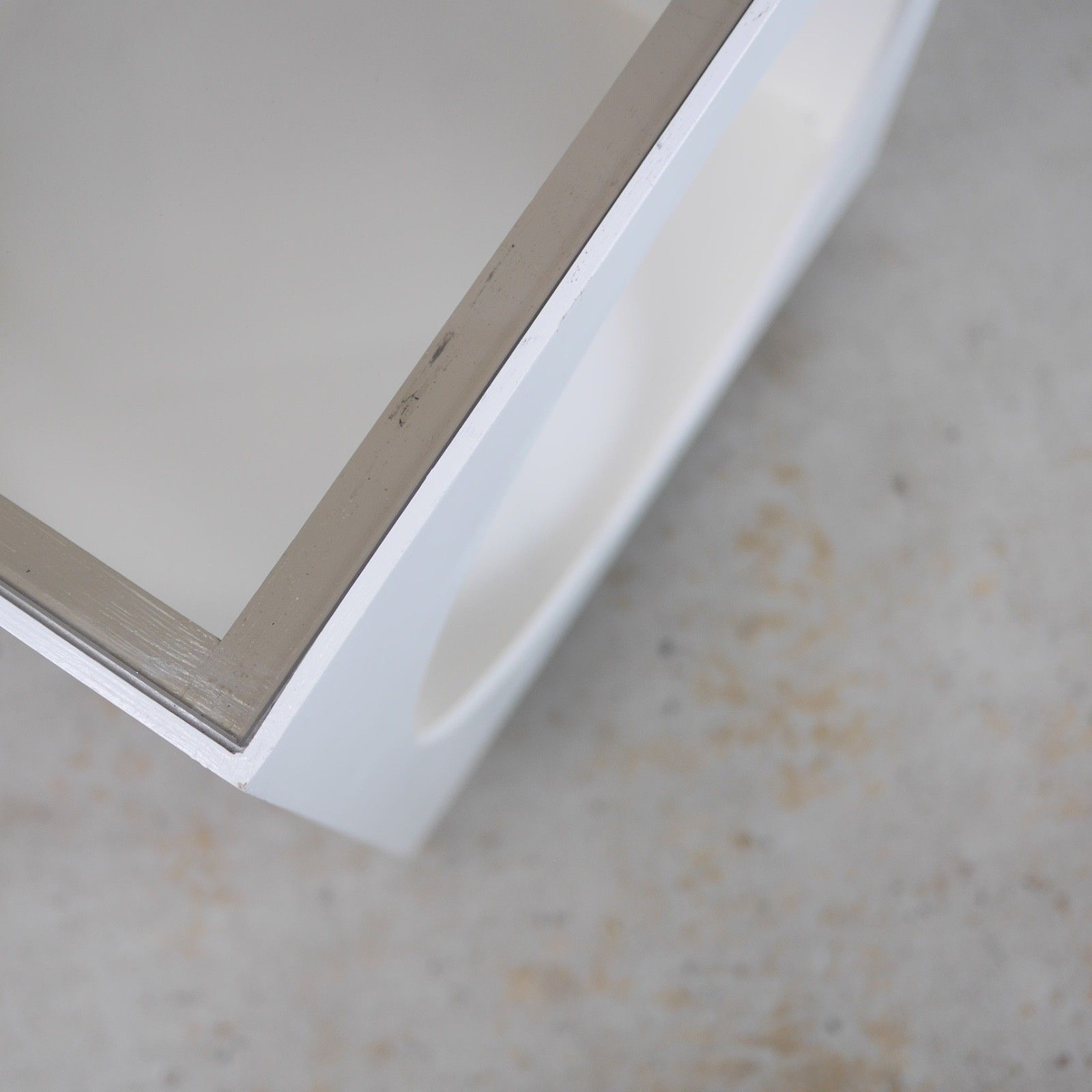 photo furniture Retro White Smoke Glass Cube Coffee Table Space Age Mid Century Vintage #103214