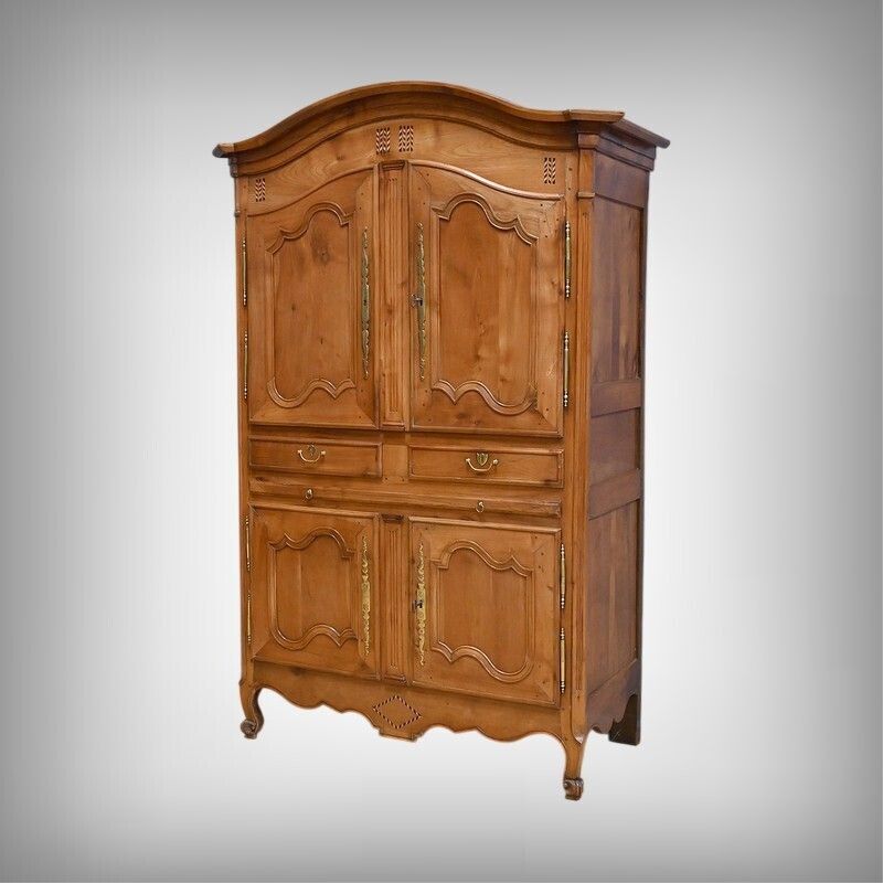 Four Door Cherrywood Cabinet, Regional Craftsmanship, Louis XV Style – Early 19th Century