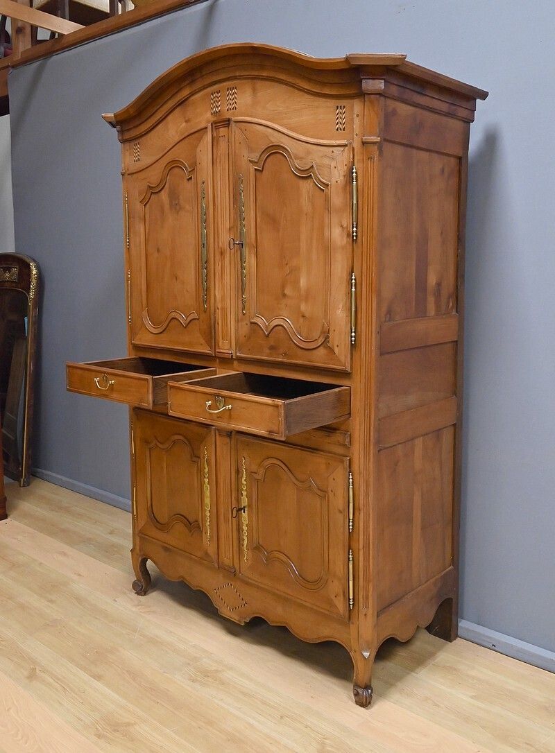 Four Door Cherrywood Cabinet, Regional Craftsmanship, Louis XV Style – Early 19th Century photo for sale