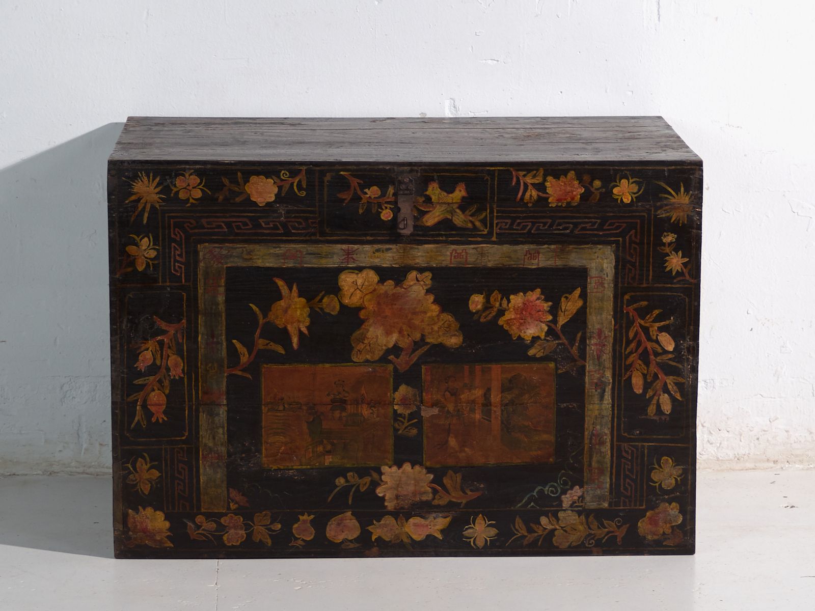 photo for sale Antique Painted Trunk In Pine Wood – China, Circa 1900