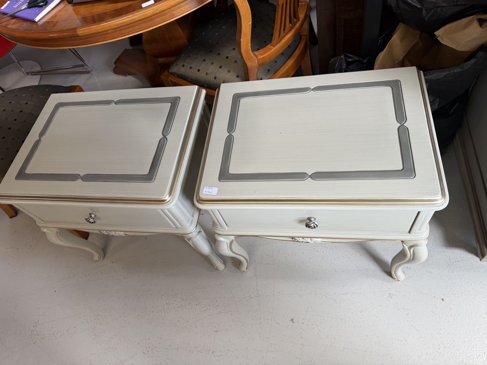 Pr Of French Style Painted Bedsides photo buy