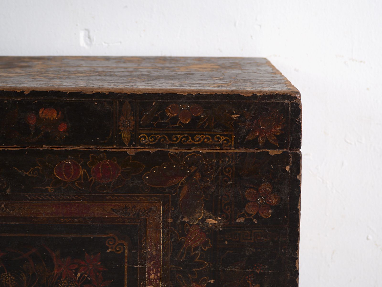 photo for sale Antique Painted Trunk In Pine Wood – China, Circa 1900
