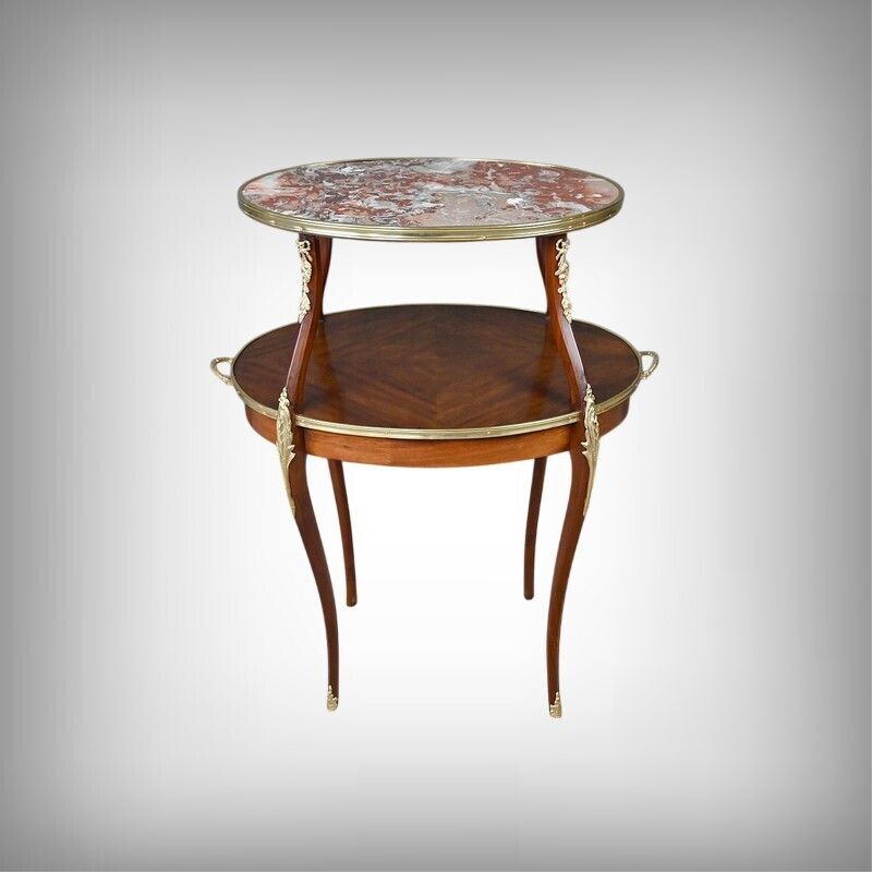 Mahogany Veneer Tea Table, Louis XV Style – Early 20th Century photo furniture
