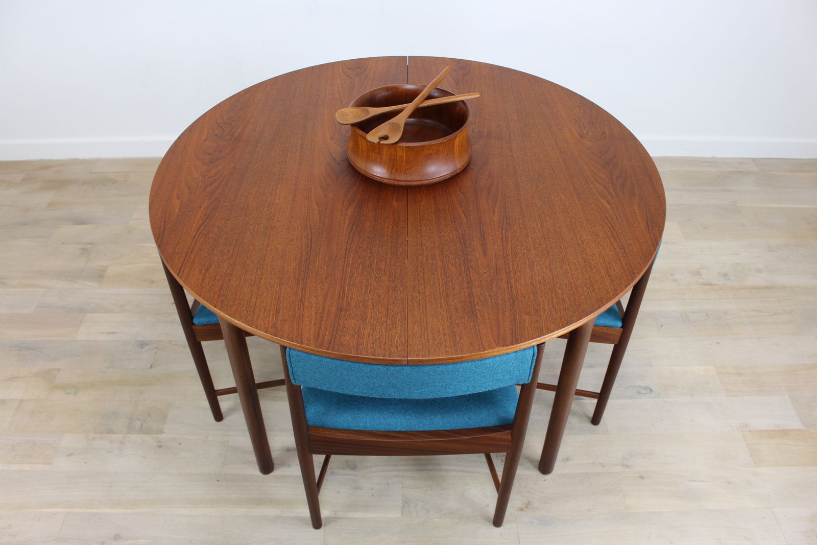 Late 1960s McIntosh Teak "Roundette” Circular Table & Chairs Dining Set photo Furniture