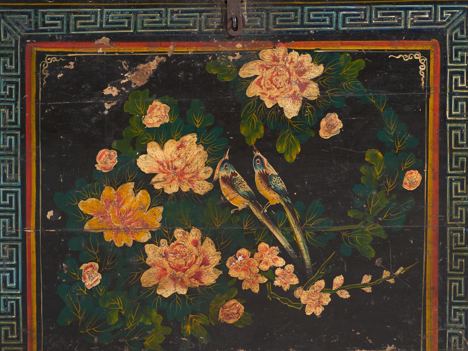 photo for sale Antique Painted Trunk In Pine Wood – China, Circa 1900