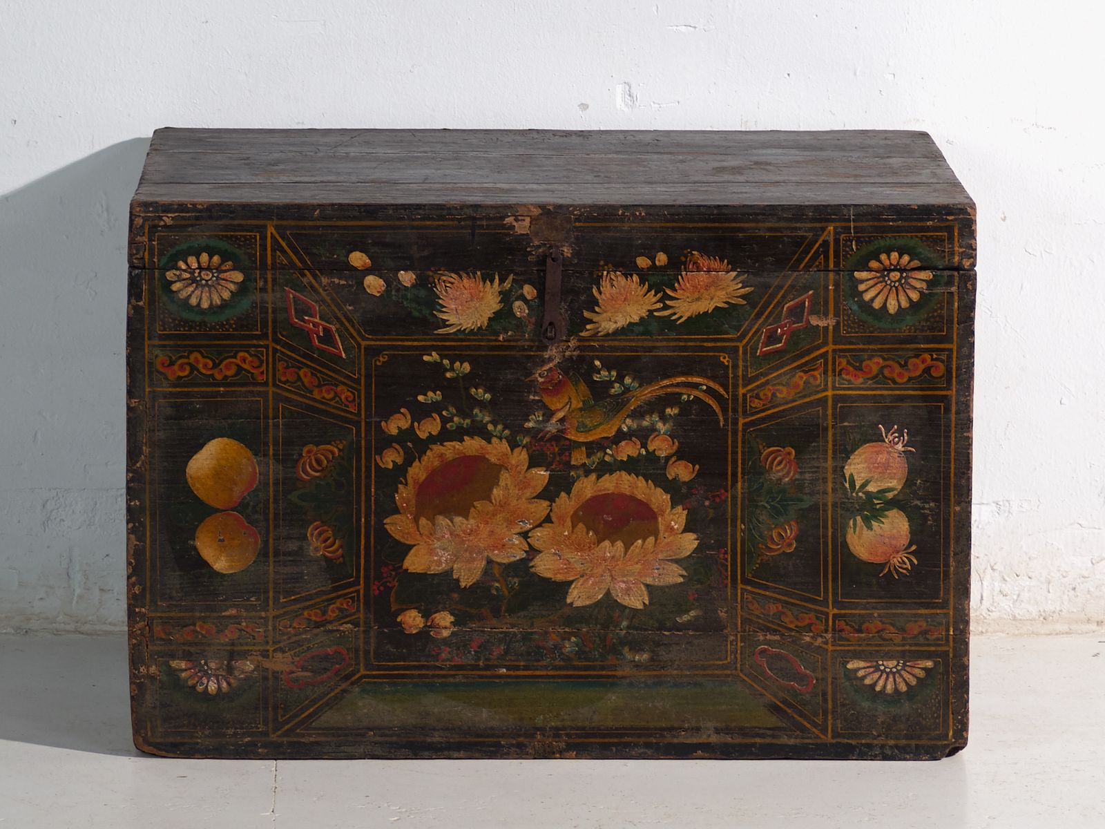 photo for sale Antique Painted Trunk In Pine Wood – China, Circa 1900