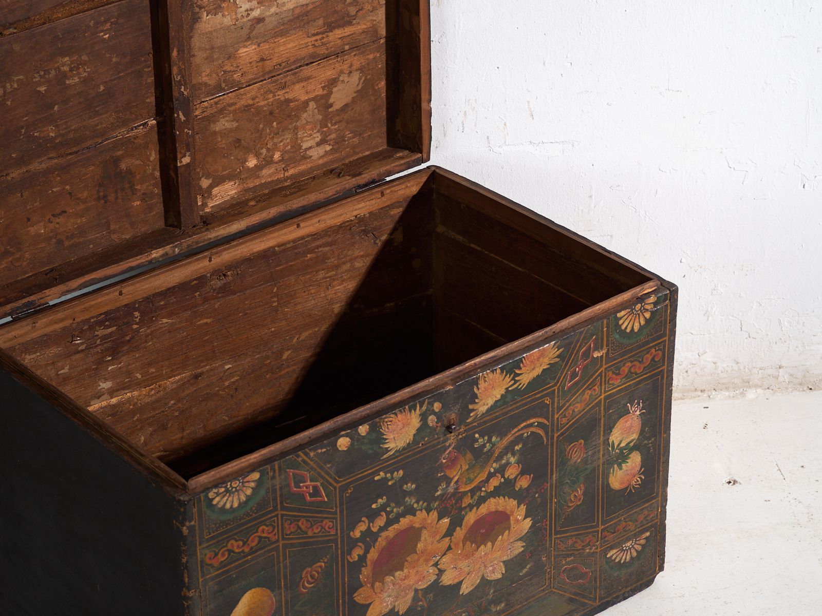 Furniture Antique Painted Trunk In Pine Wood – China, Circa 1900 photo