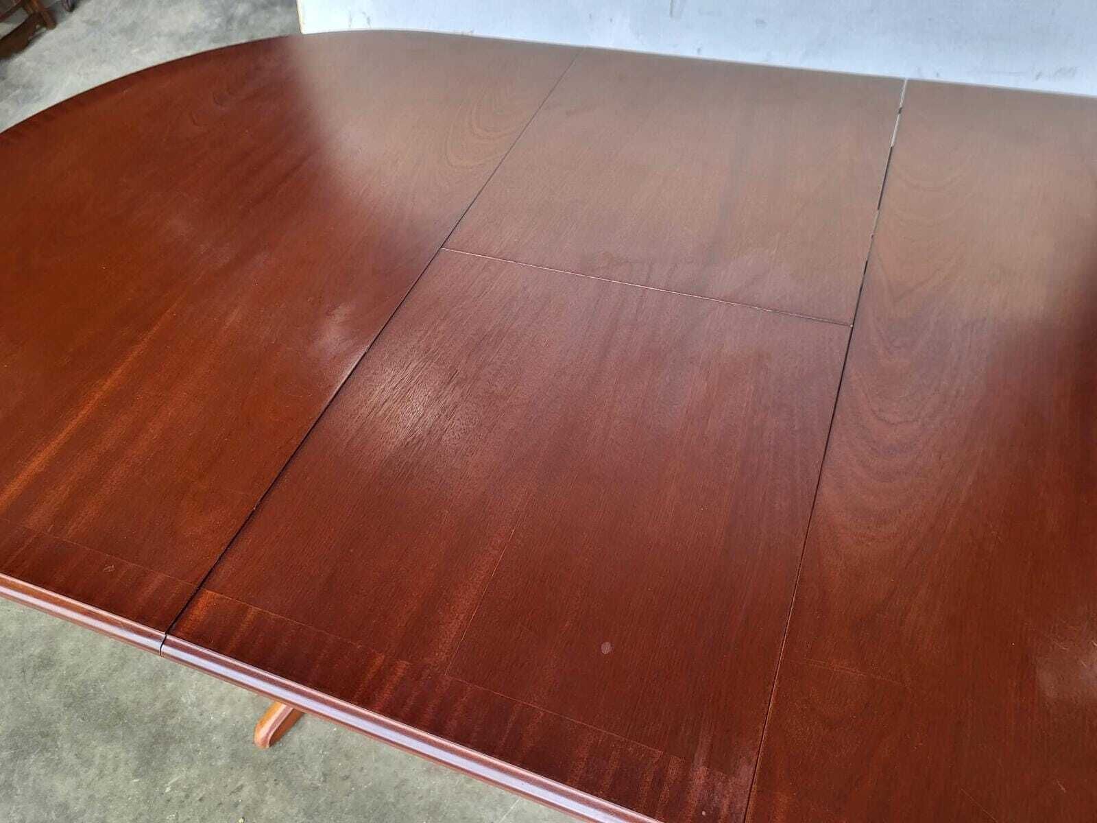 photo for sale 1970's Extending Dark Teak Pedestal Dining Table Seat 6/8 + 4 Chairs