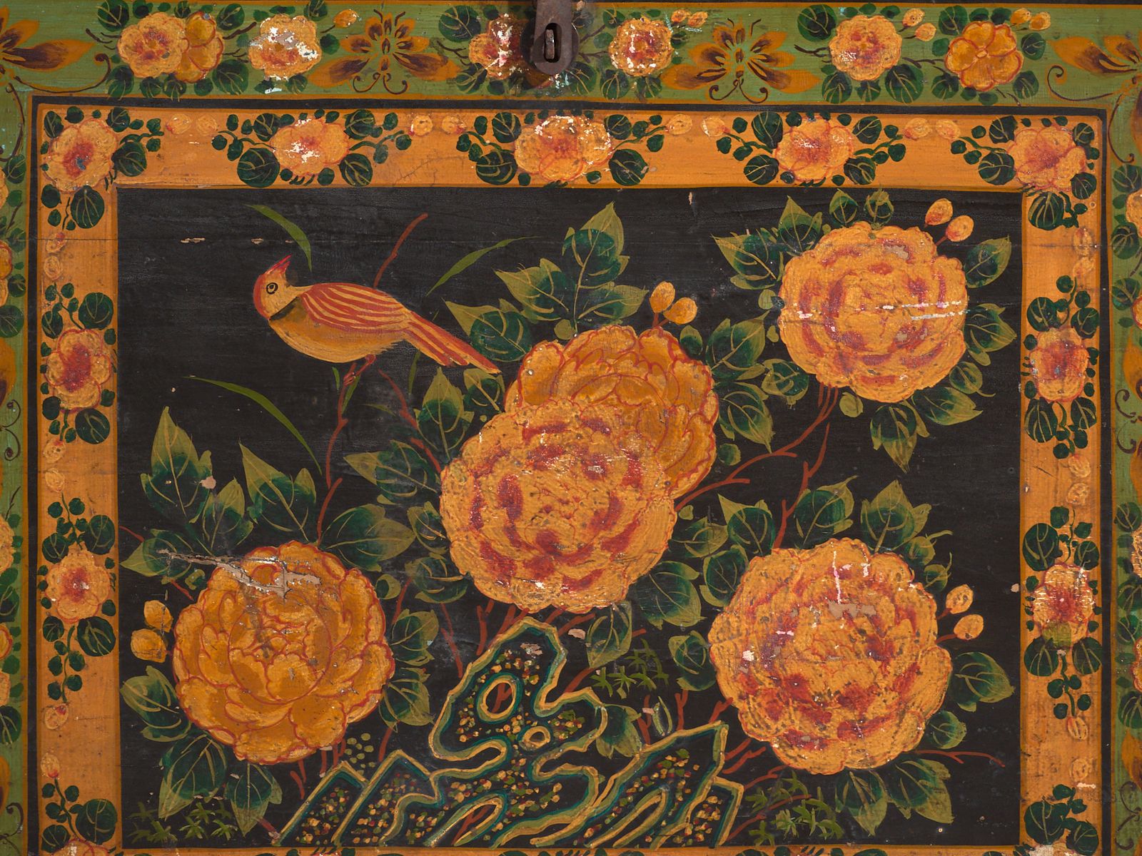 photo furniture Antique Painted Trunk In Pine Wood – China, Circa 1900