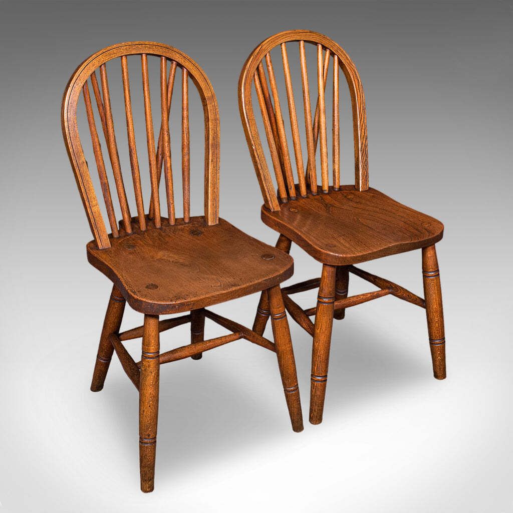 Set Of 4 Side Chairs, English Hoop Back Seats, Wwii, Broad Arrow, Reception Hall photo furniture