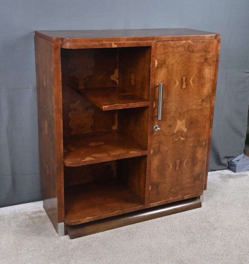 Art Deco Bibus In Elm Burl Veneer – 1940 photo for sale