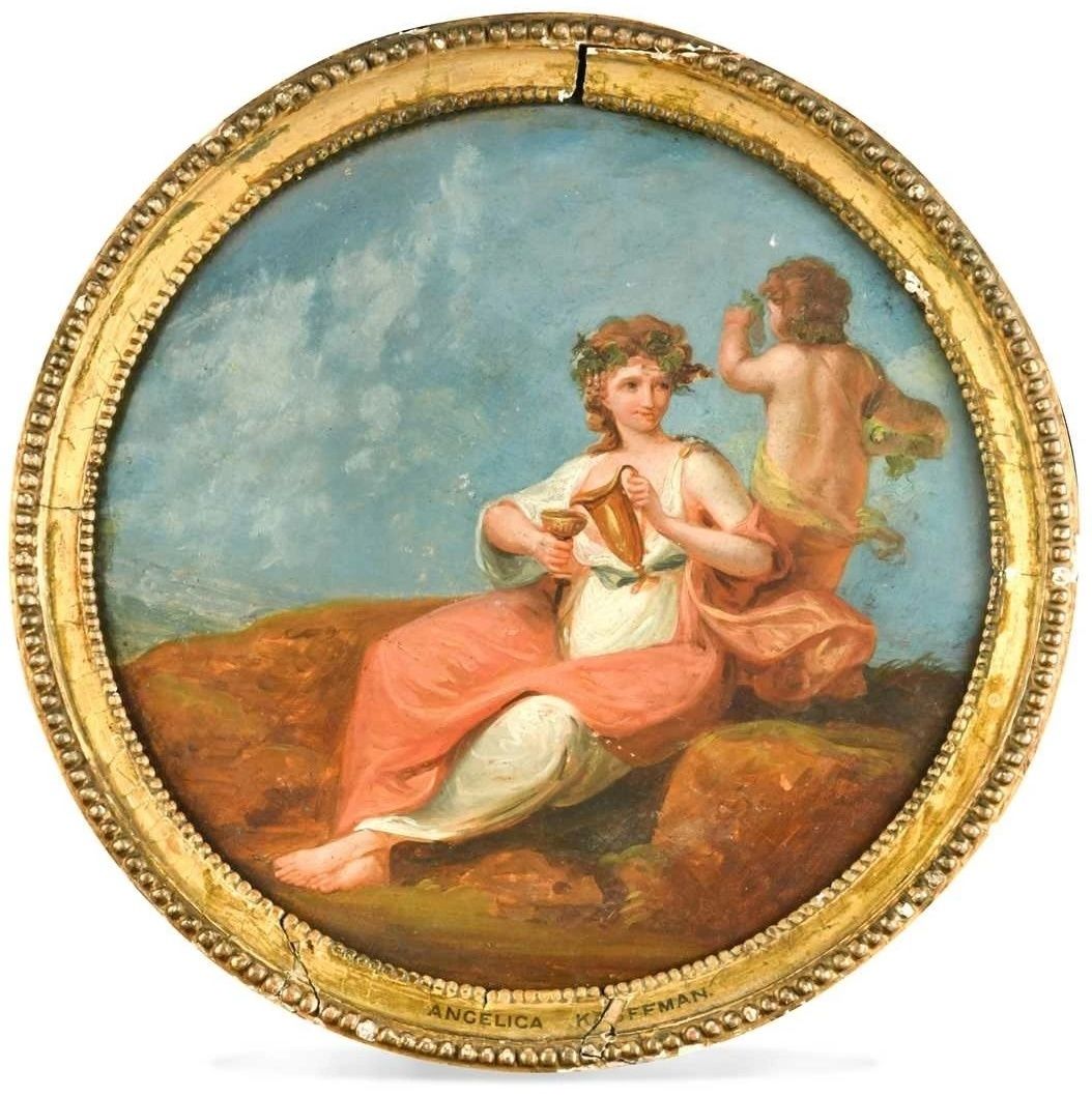 C.1800 Neoclassical Allegorical Oil Painting On Panel | Manner Of Angelica Kauffmann | Temperance