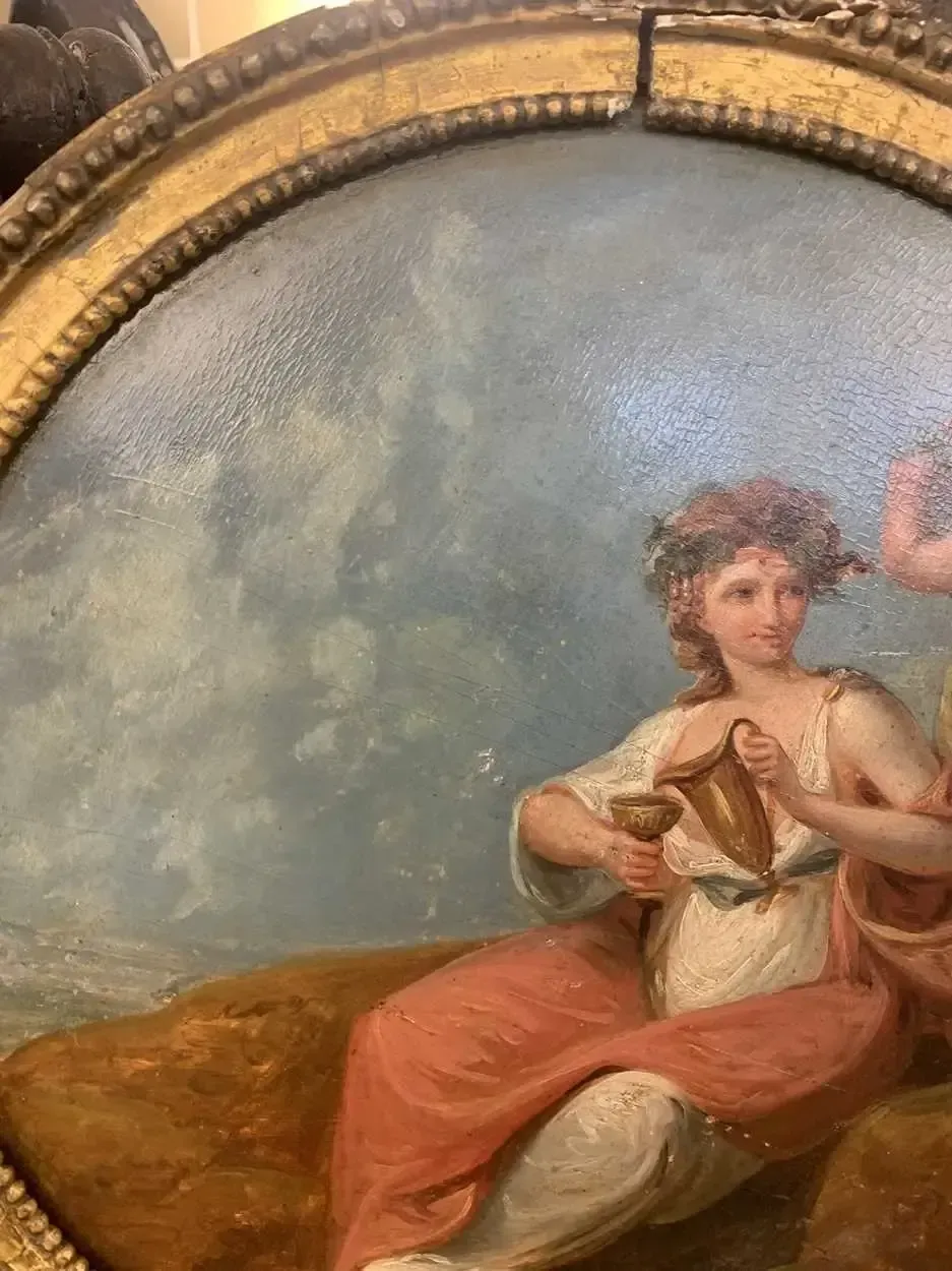 C.1800 Neoclassical Allegorical Oil Painting On Panel | Manner Of Angelica Kauffmann | Temperance photo for sale