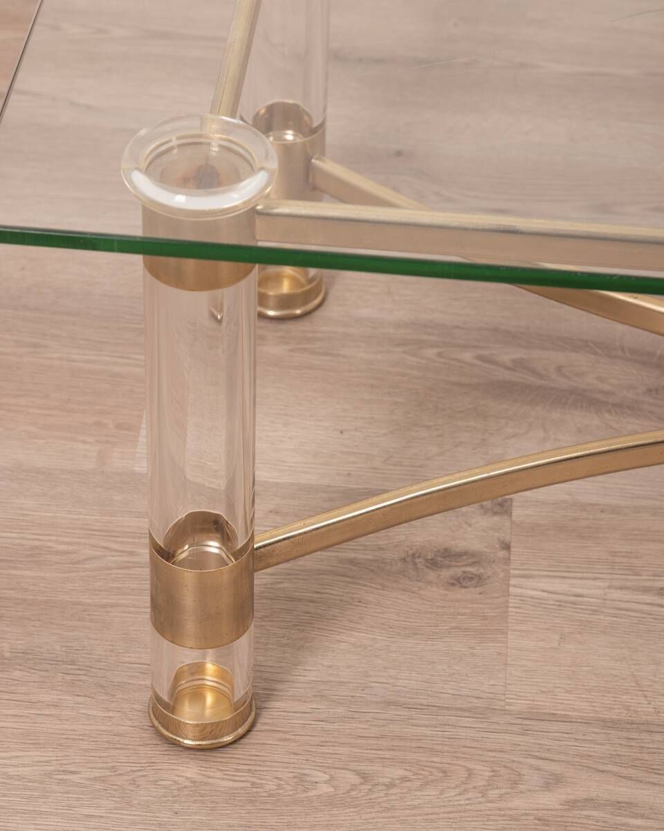Vintage 70's Table In Brass And Lucite Design By Sandro Petti For Metalarte photo Furniture