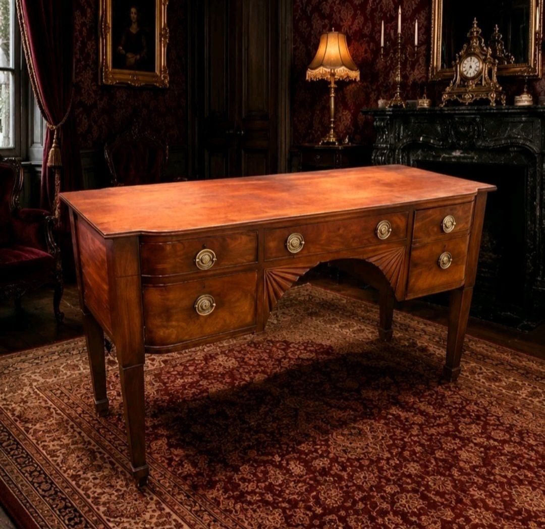 Burr Walnut Writing Desk Georgian Regency Revival C.1930s photo for sale
