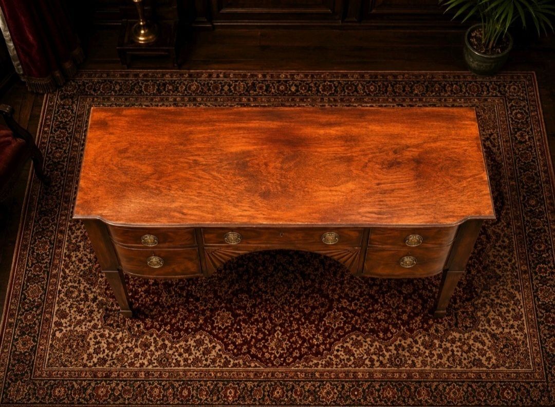 Burr Walnut Writing Desk Georgian Regency Revival C.1930s photo Furniture