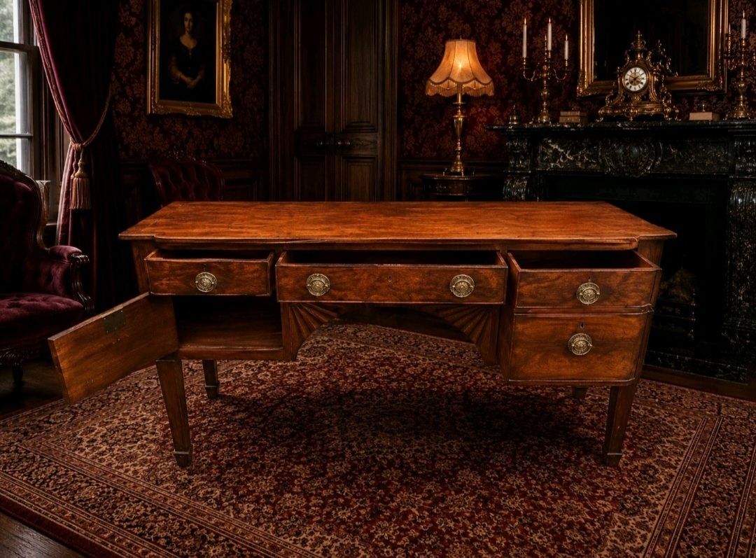 Burr Walnut Writing Desk Georgian Regency Revival C.1930s photo 1199.99
