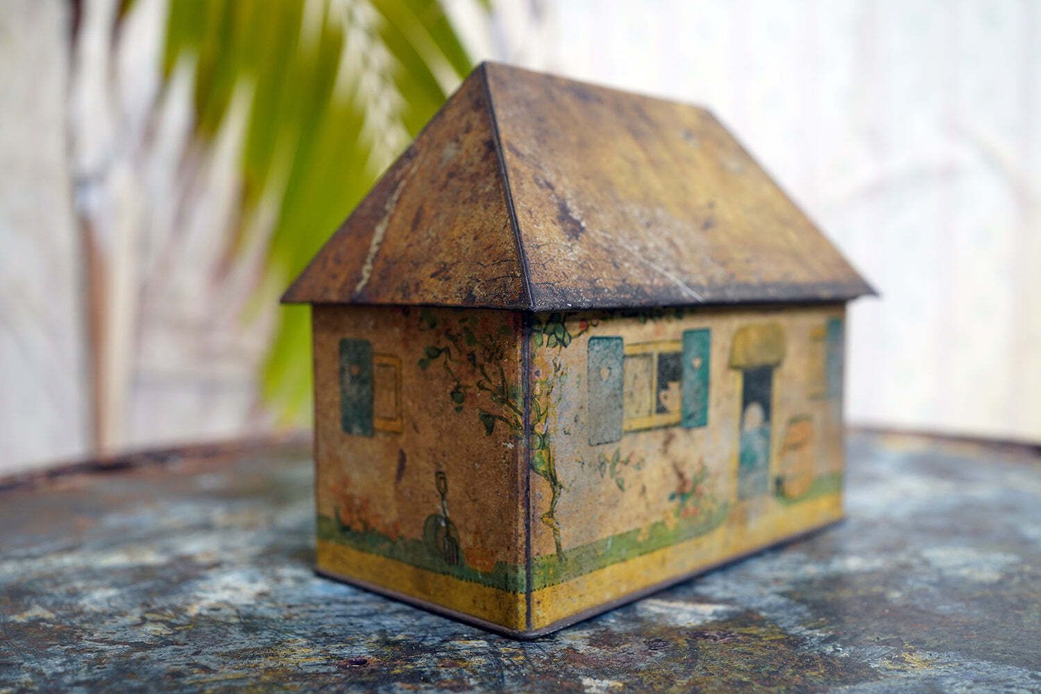 A Charming C.1930s Crawford & Sons Ltd Tin Biscuit Barrel Money Box; 'Bicky House' By Mabel Lucie Attwell photo vintage