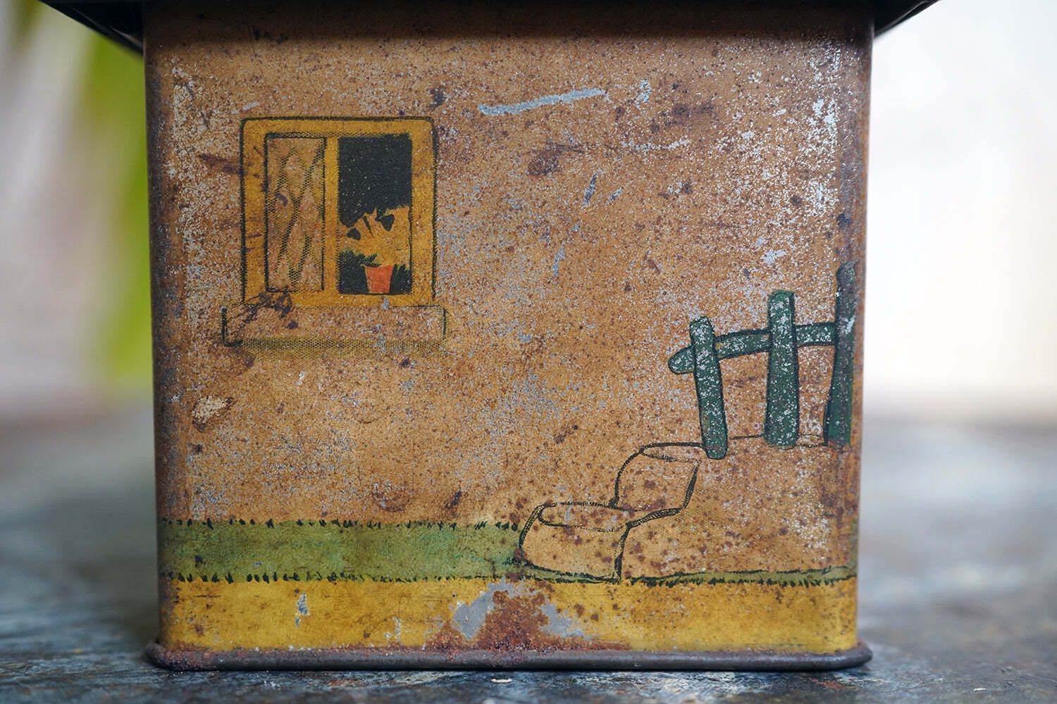 175.0 A Charming C.1930s Crawford & Sons Ltd Tin Biscuit Barrel Money Box; 'Bicky House' By Mabel Lucie Attwell photo
