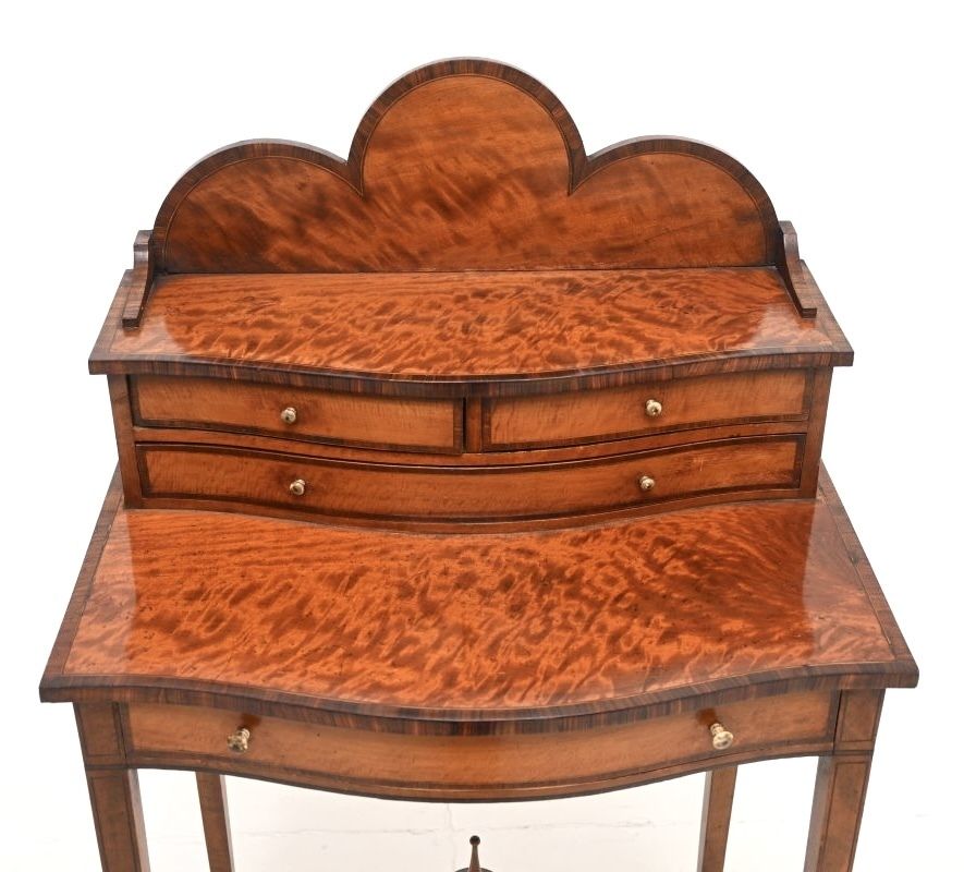 Antique George III Inlaid Satin Wood Bonheur Du Jour photo for sale