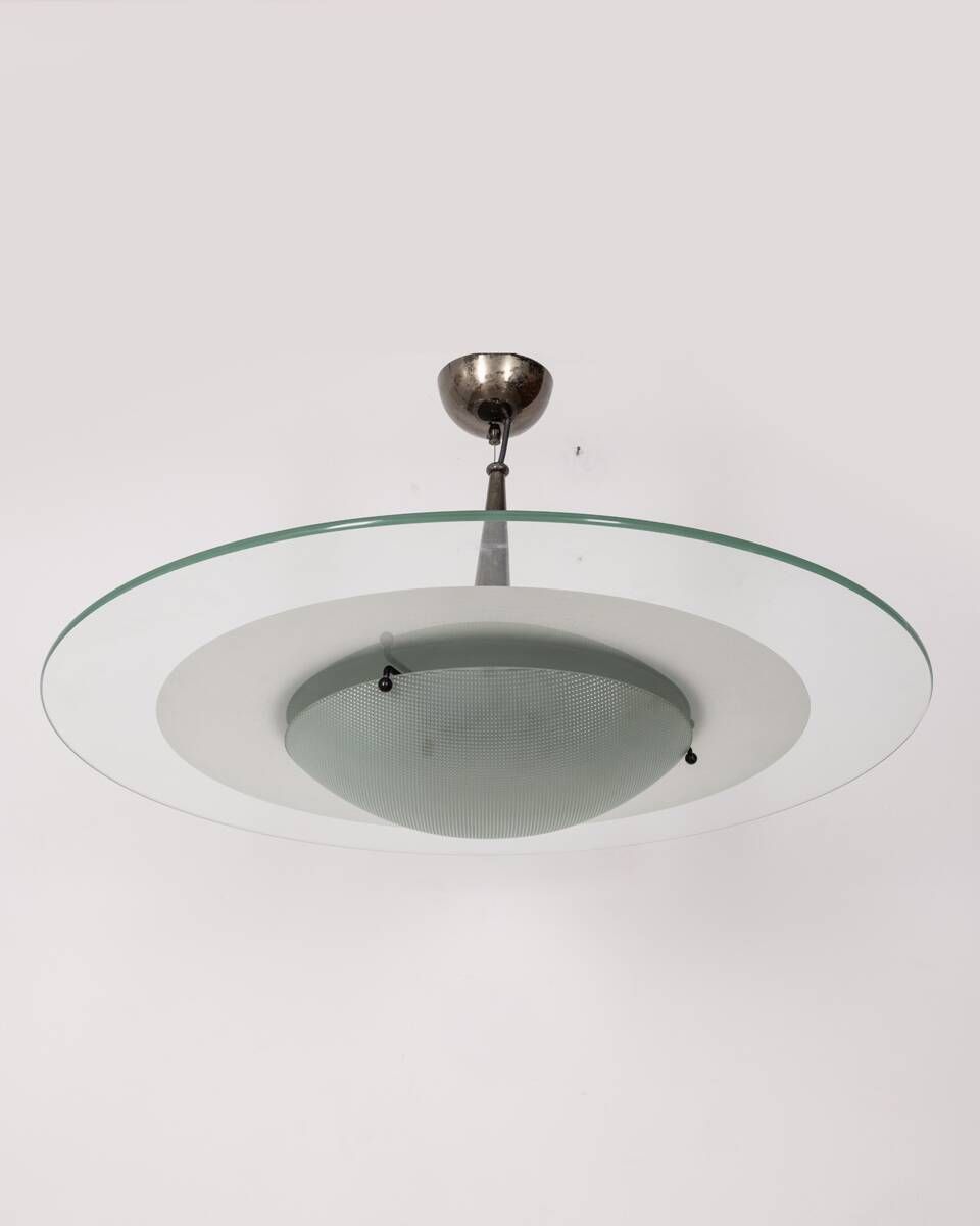 Vintage 60's Chandelier In Glass And Crystal Italian Design photo vintage