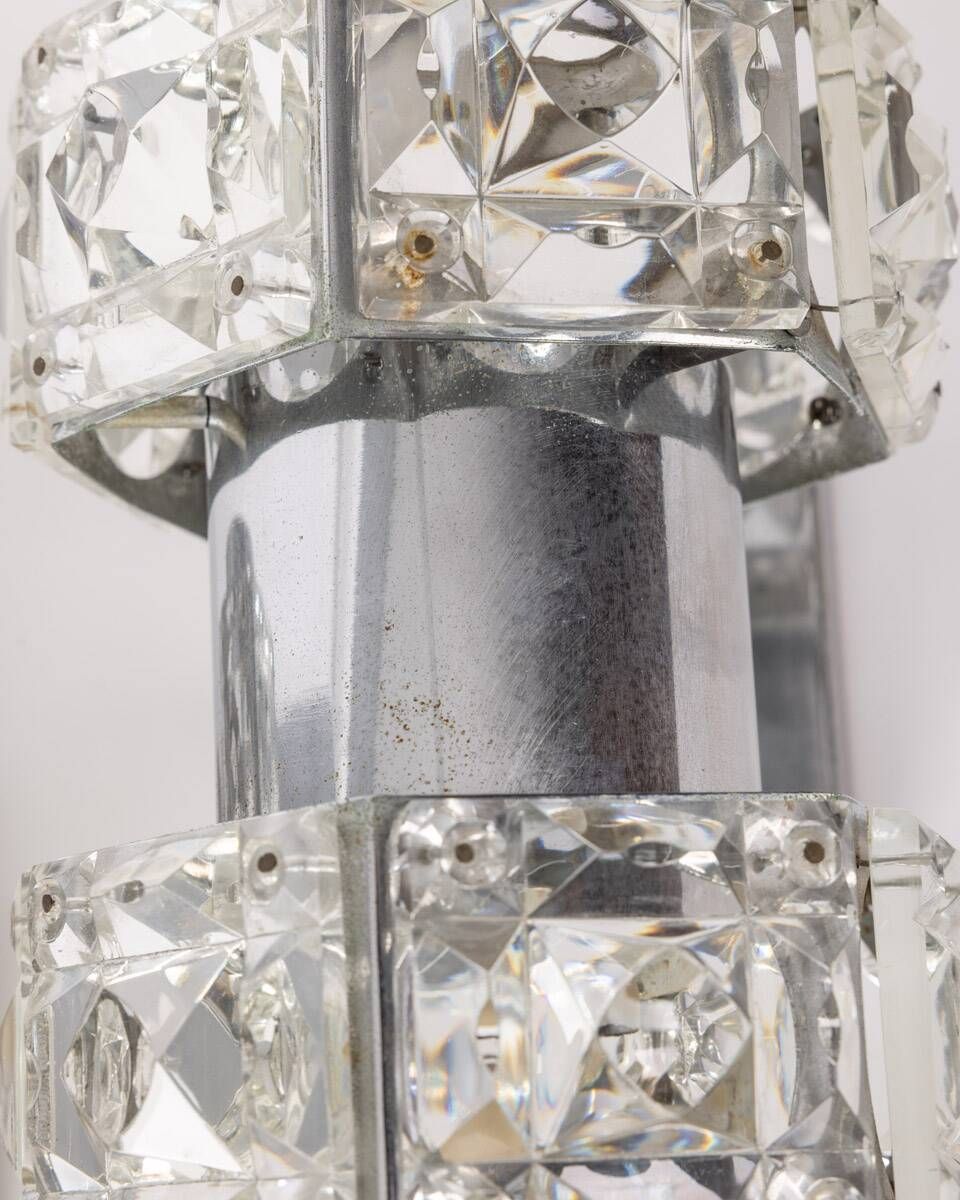 Pair Of Vintage 60s Wall Lamps In Crystal Design Kinkeldey photo vinterior