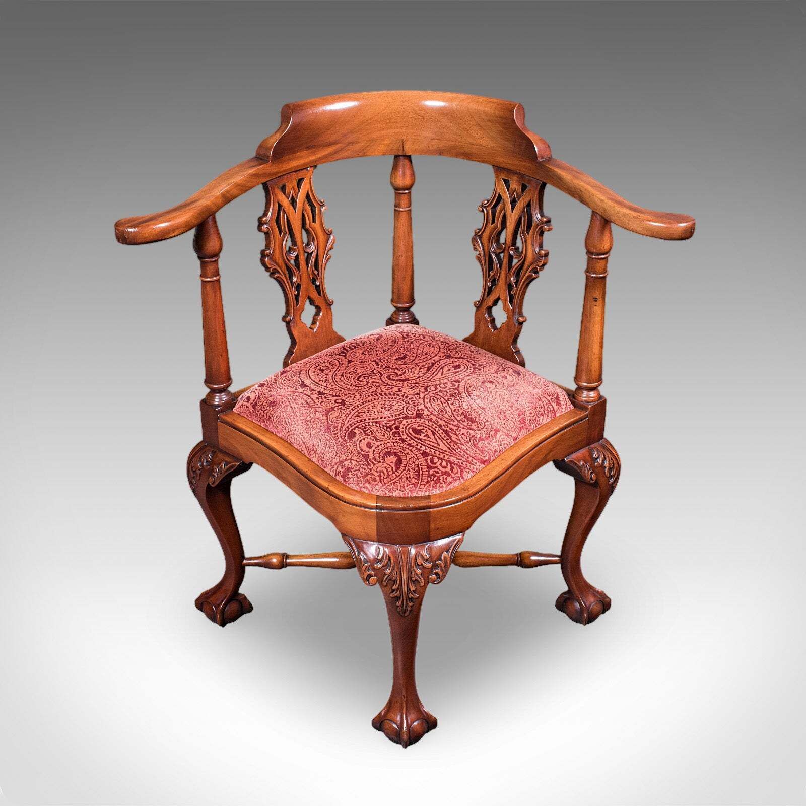 Antique Corner Armchair, English, Dressing Seat, Georgian Revival, Edwardian photo furniture