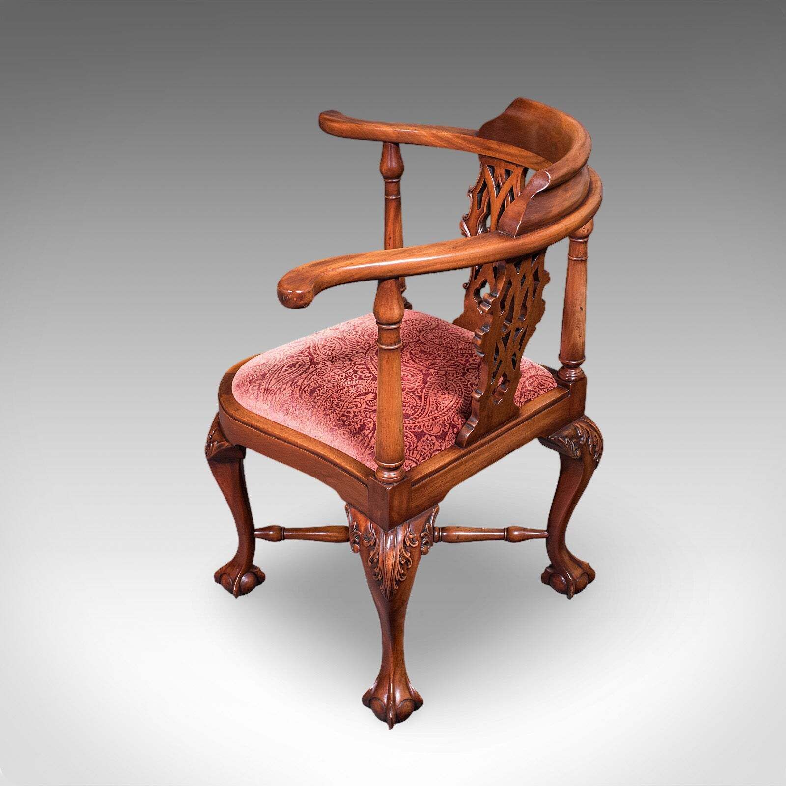 Antique Corner Armchair, English, Dressing Seat, Georgian Revival, Edwardian photo 1221.0