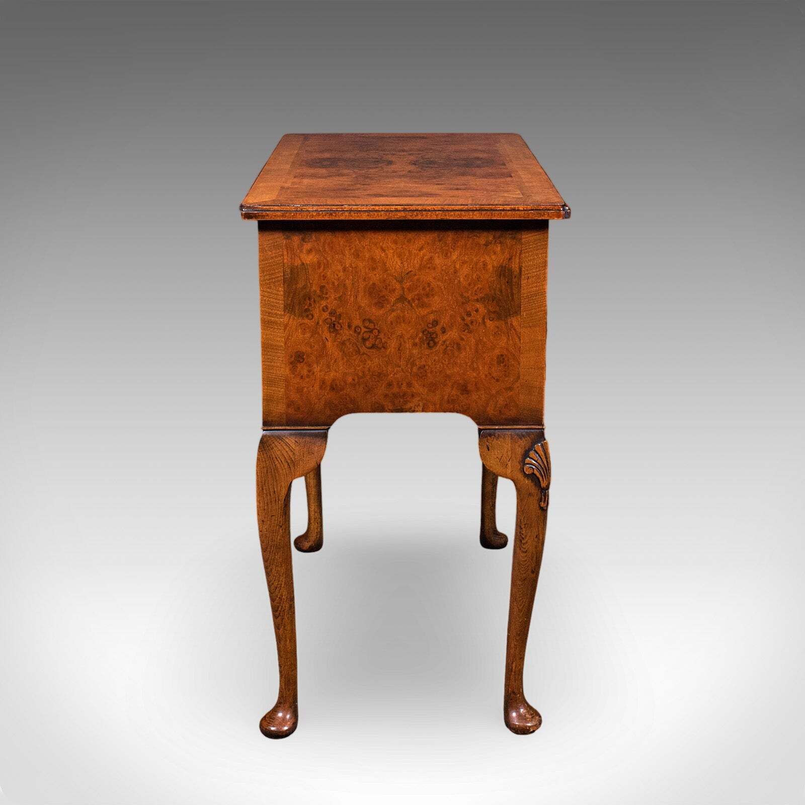 Quality Vintage Georgian Revival Lowboy, English, Burr Walnut, Side, Hall Table photo for sale