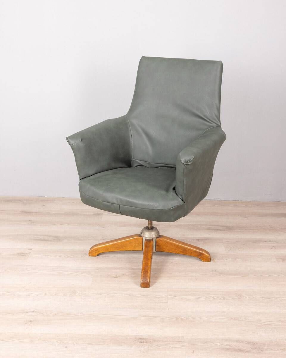 Furniture 50s Vintage Swivel Armchair In Leather Design Anonima Castelli photo