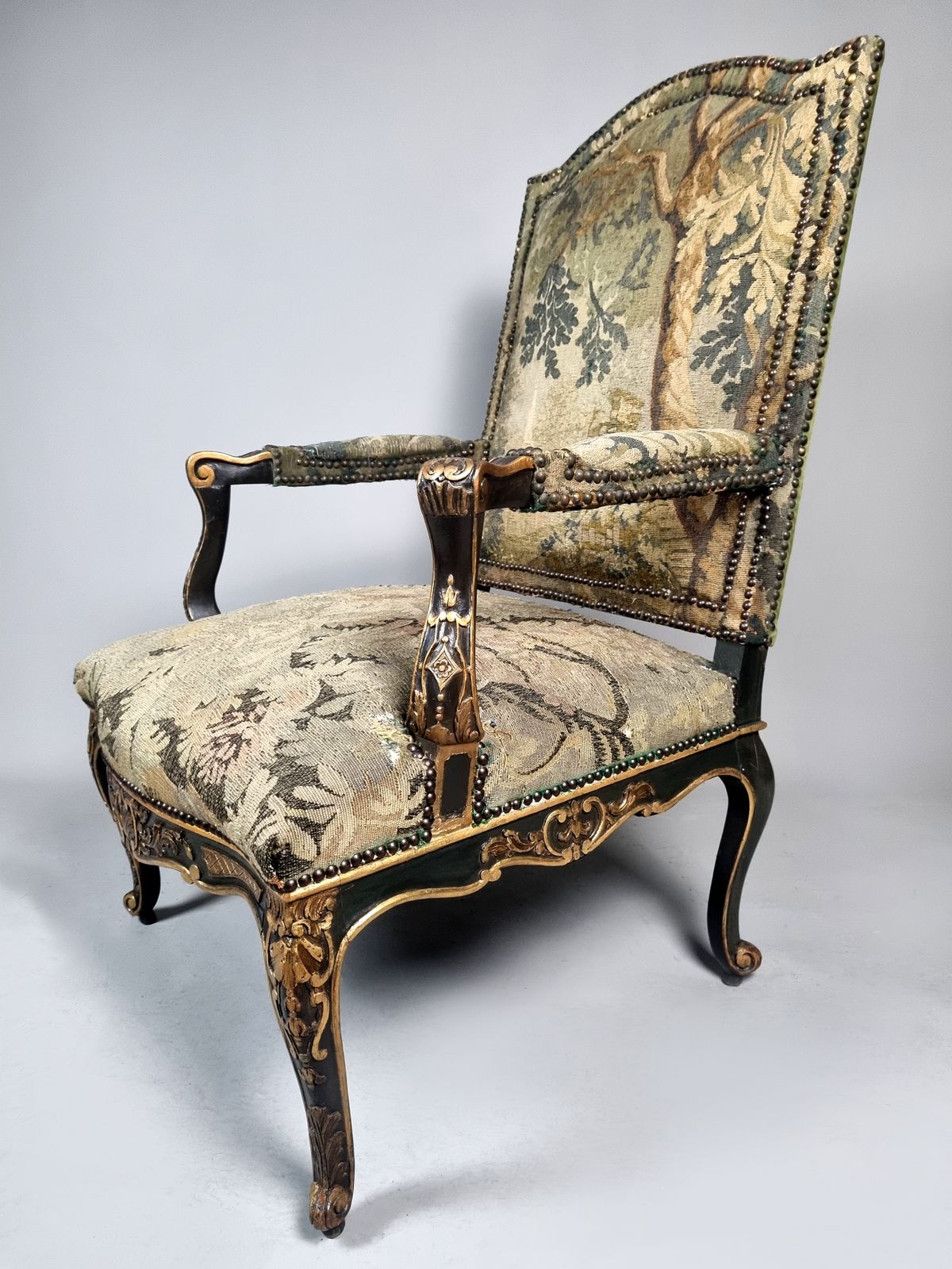 Important George III Period Carved And Painted Gainsborough Chair C. 1760 photo buy