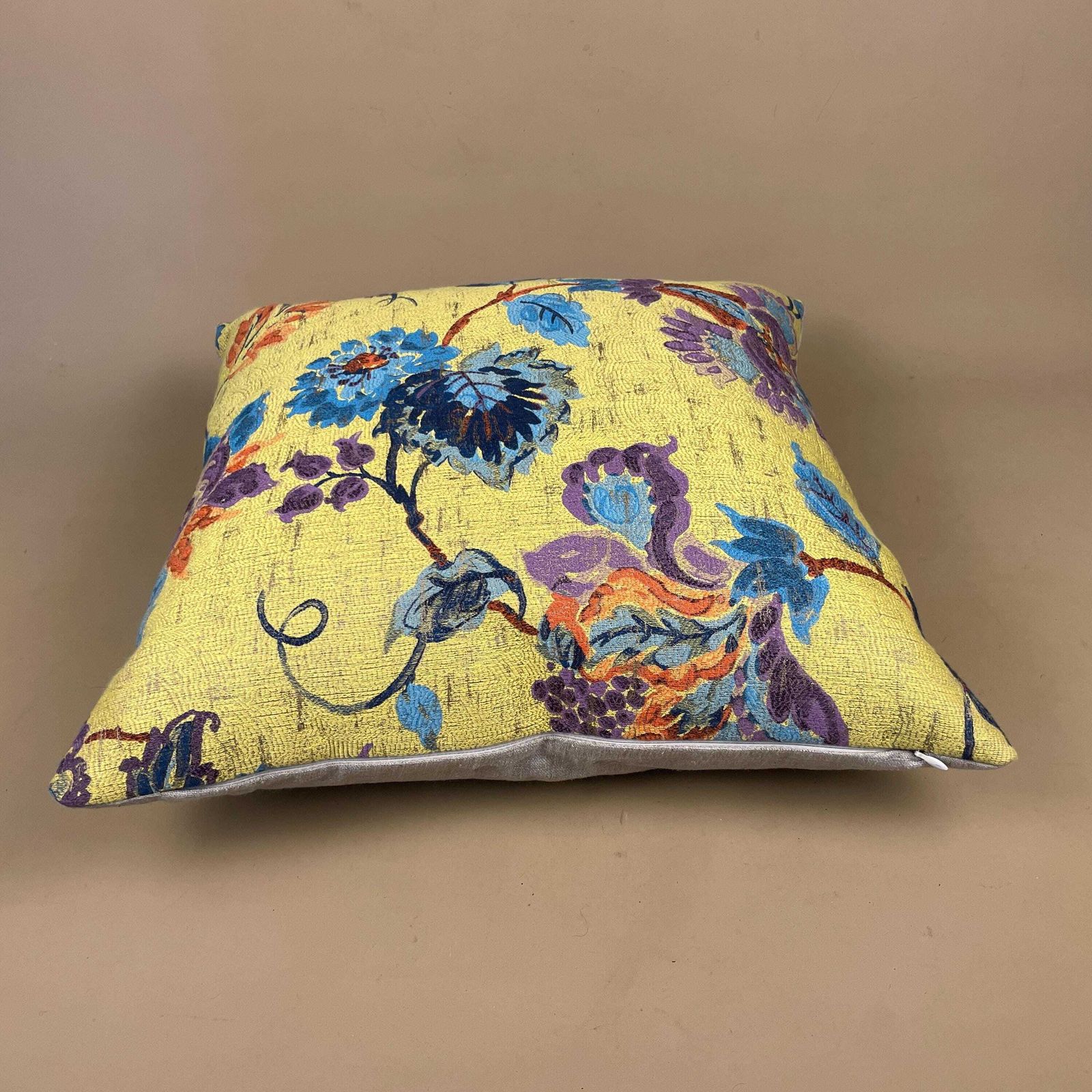 Yellow Floral Cushion Feather Filled John Lewis Embroidered Throw Pillow Sofa Accent Vintage Style Elegant photo for sale