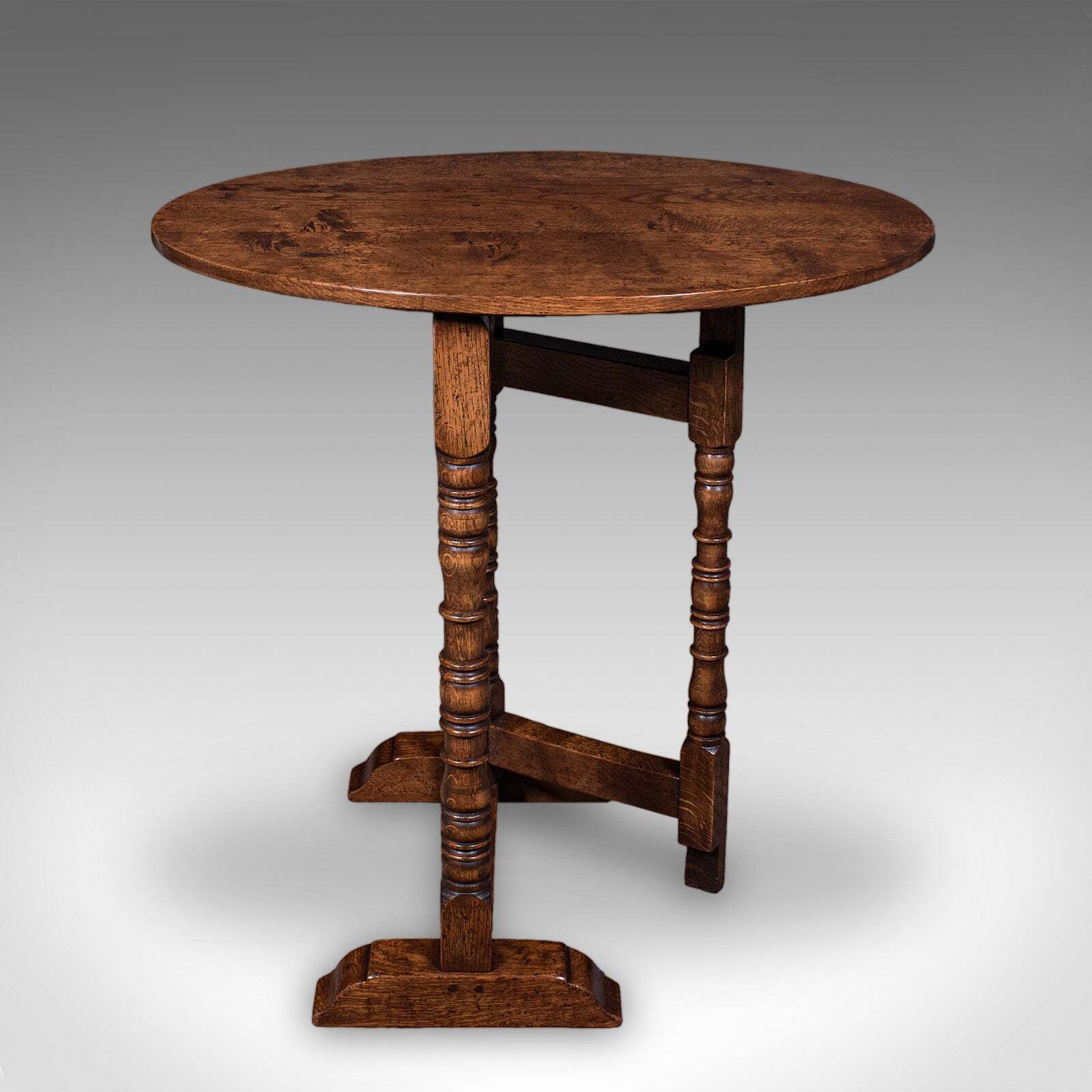 Vintage Folding Oval Occasional Table, English, Gate Leg, Side, Jacobean Revival photo Furniture